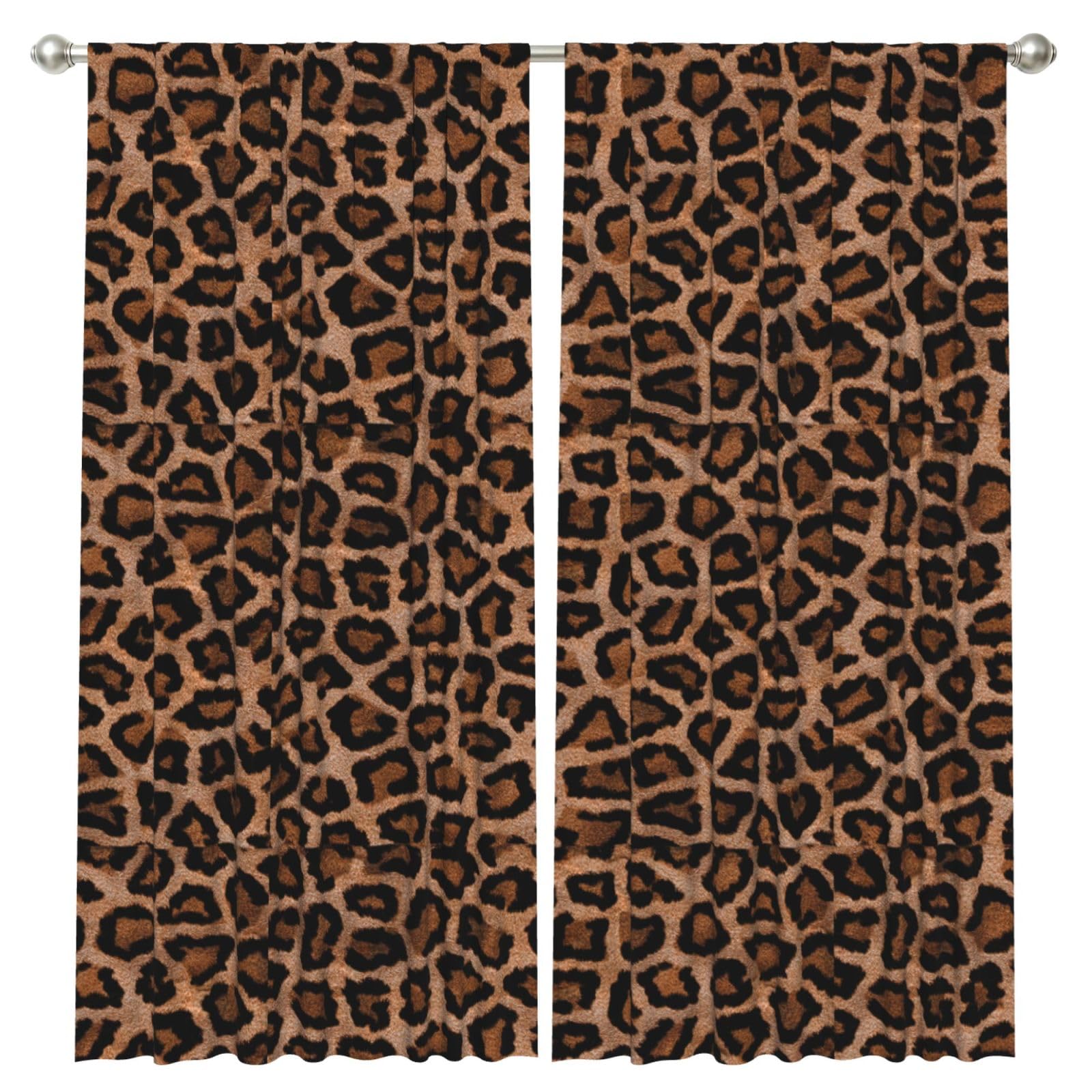 InOmak Cool Cheetah Leopard Background, 2 Panels Window Curtains 52 x 84 Inch Blackout Curtains for Living Room Bedroom