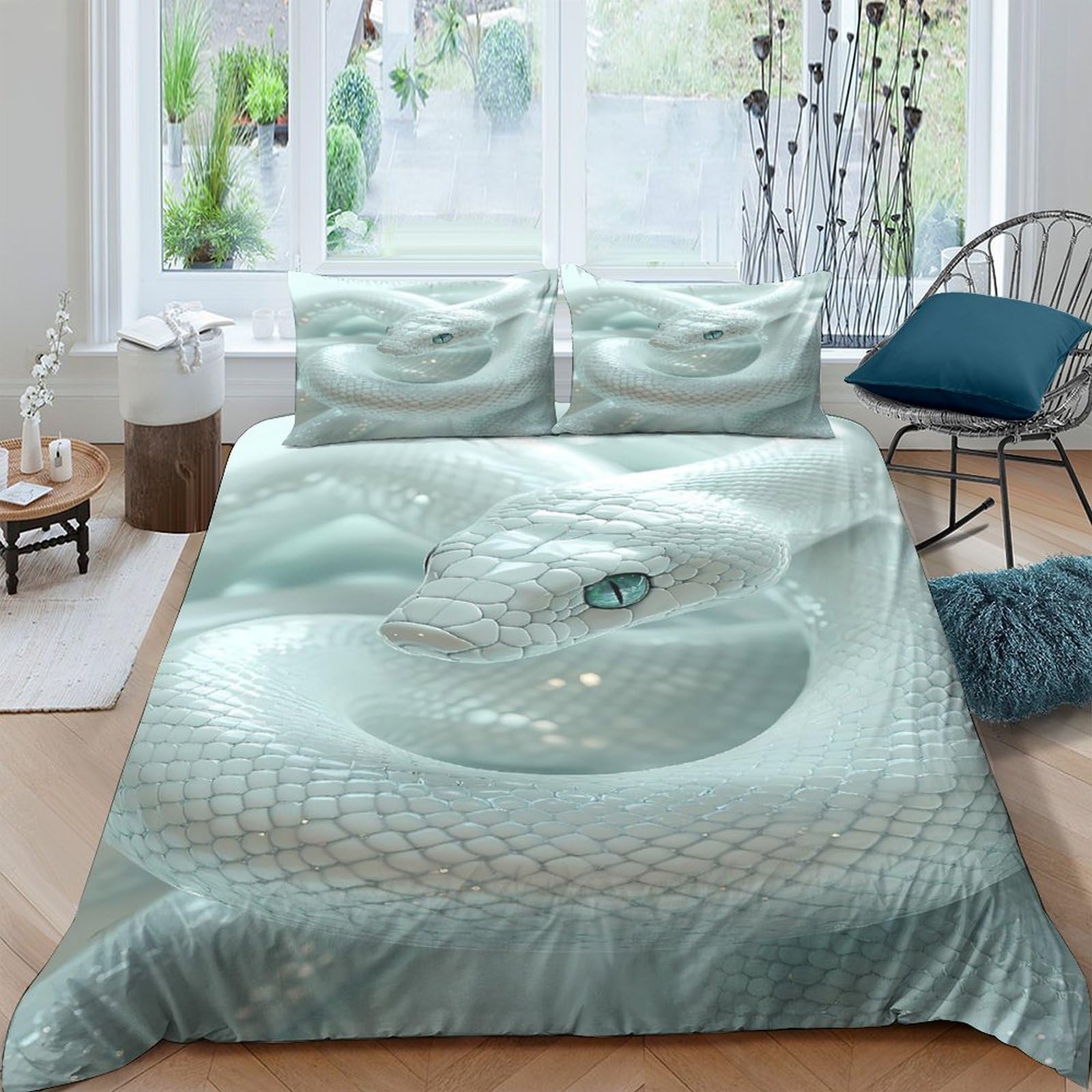 Ctjqhvkz Style-4 3D Printed Serpent Eye Fitted Sheet Microfiber Soft Breathable Snake Scale Mattress Cover For Bedroom Decor Single（135X200cm）