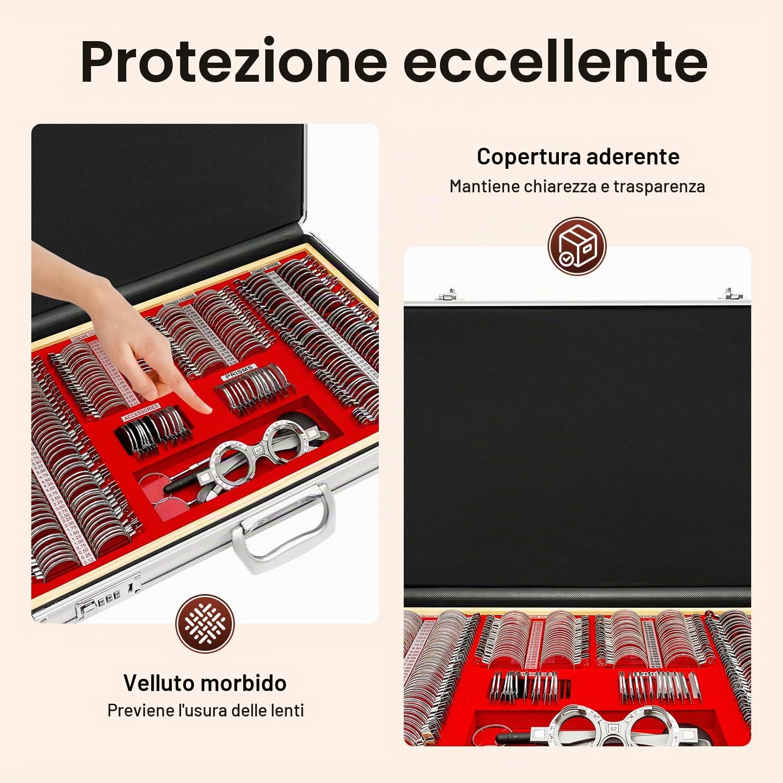 Optometrista Lenti Occhiali Prova Ottica Telaio Test Optometria Kit Metallo Strumento Lente Cerchio Alta CompatibilitÀ Kit Professionale Cassetta Bloccabile Portatile Resistente Graffi