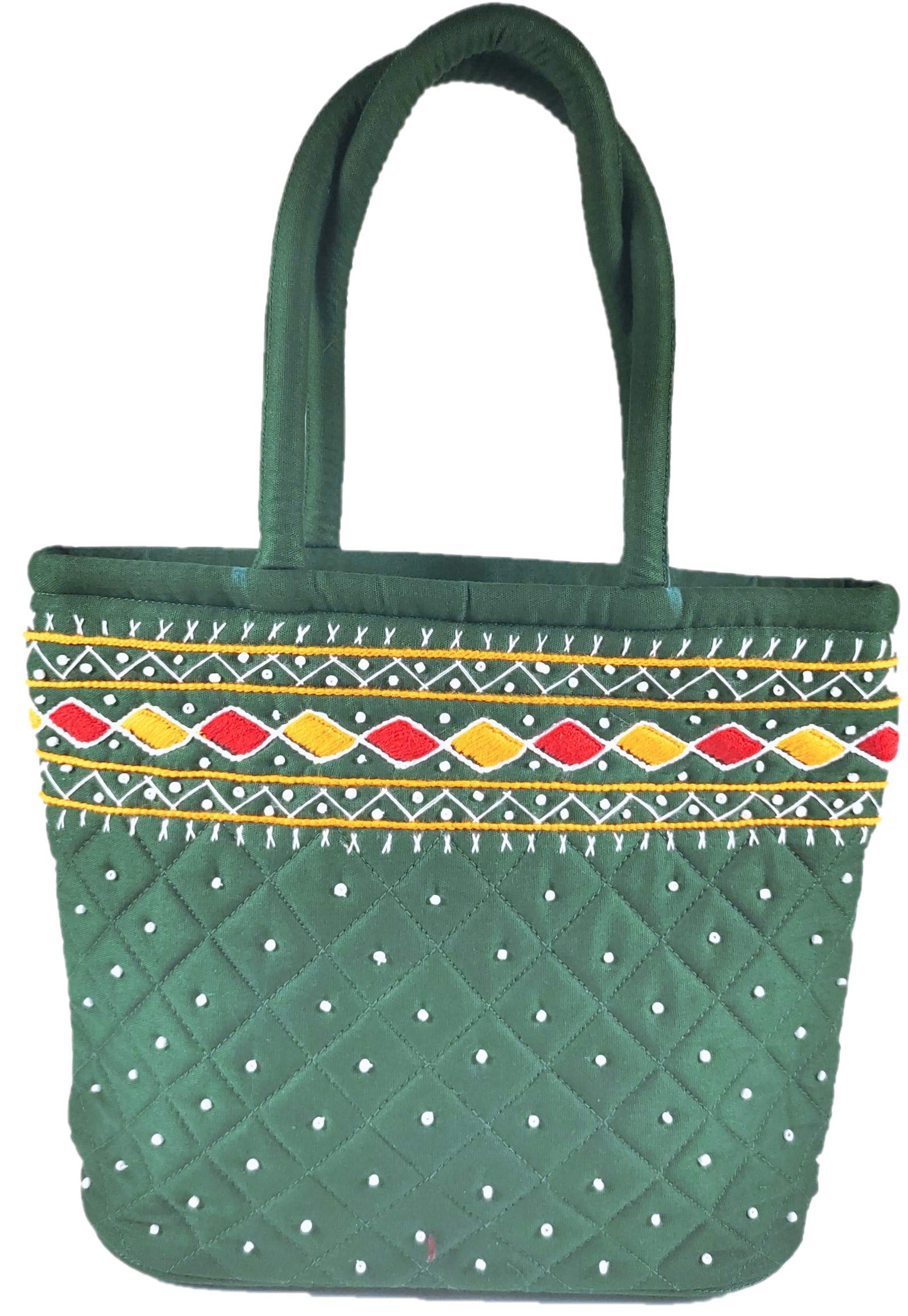 SriShopify Handicrafts Women Mini Hand bag Banjara Traditional Handle Bag Hand Purse Cotton handmade (Small 7X9 Inch original Mirrors Beads and Thread Work Handcraft Pouch, Green) (B08X1QM3CX) Amazon Price History, Amazon Price Tracker