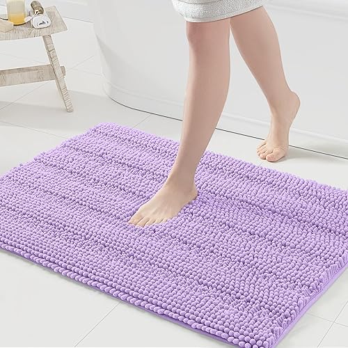 Miniatura 112 de Grandaily - Alfombras de baño de felpilla a rayas, extragruesas y absorbentes, antideslizantes, con fibras largas y suaves, lavables a máquina, para