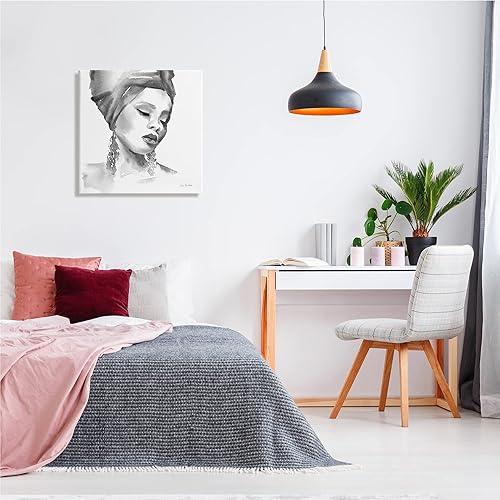 Miniatura 3 de Stupell Industries Pintura de retrato de acuarela suave de mujer con diadema, diseñada por Aimee Del Valle, lienzo para pared, 24 x 24 pulgadas,