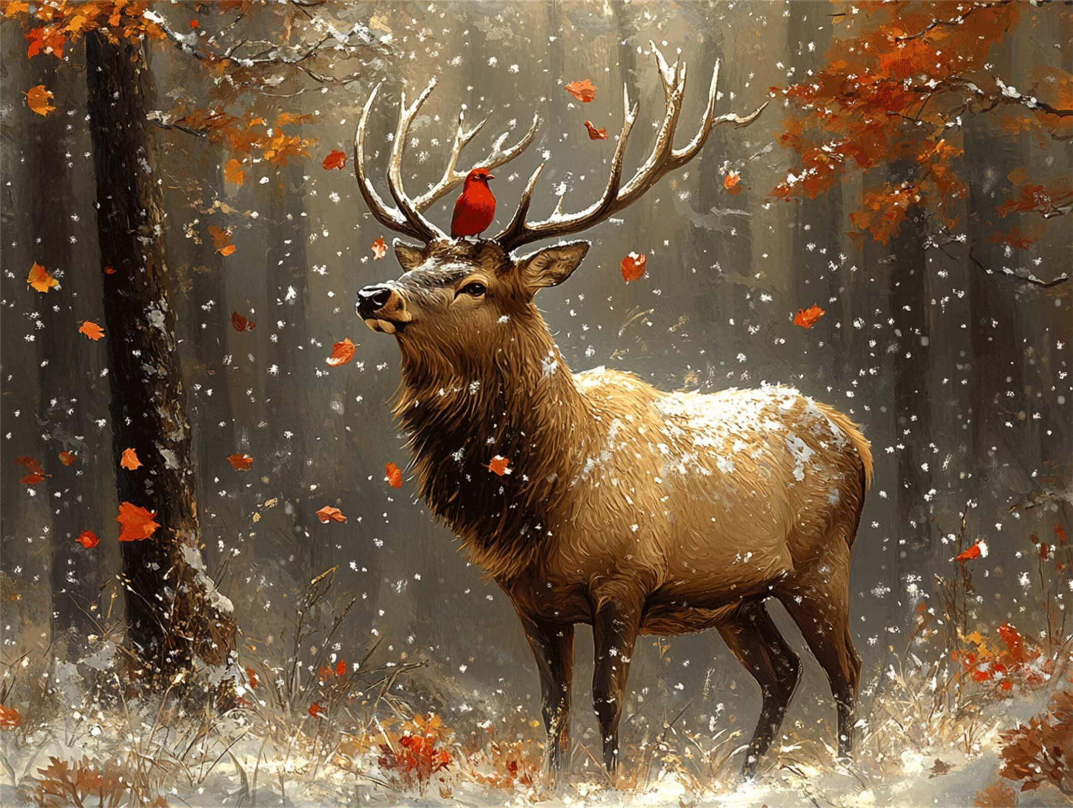 Puzzle 1500 Pièces Adultes Le cerf Puzzles Classiques Les Feuilles, n-417