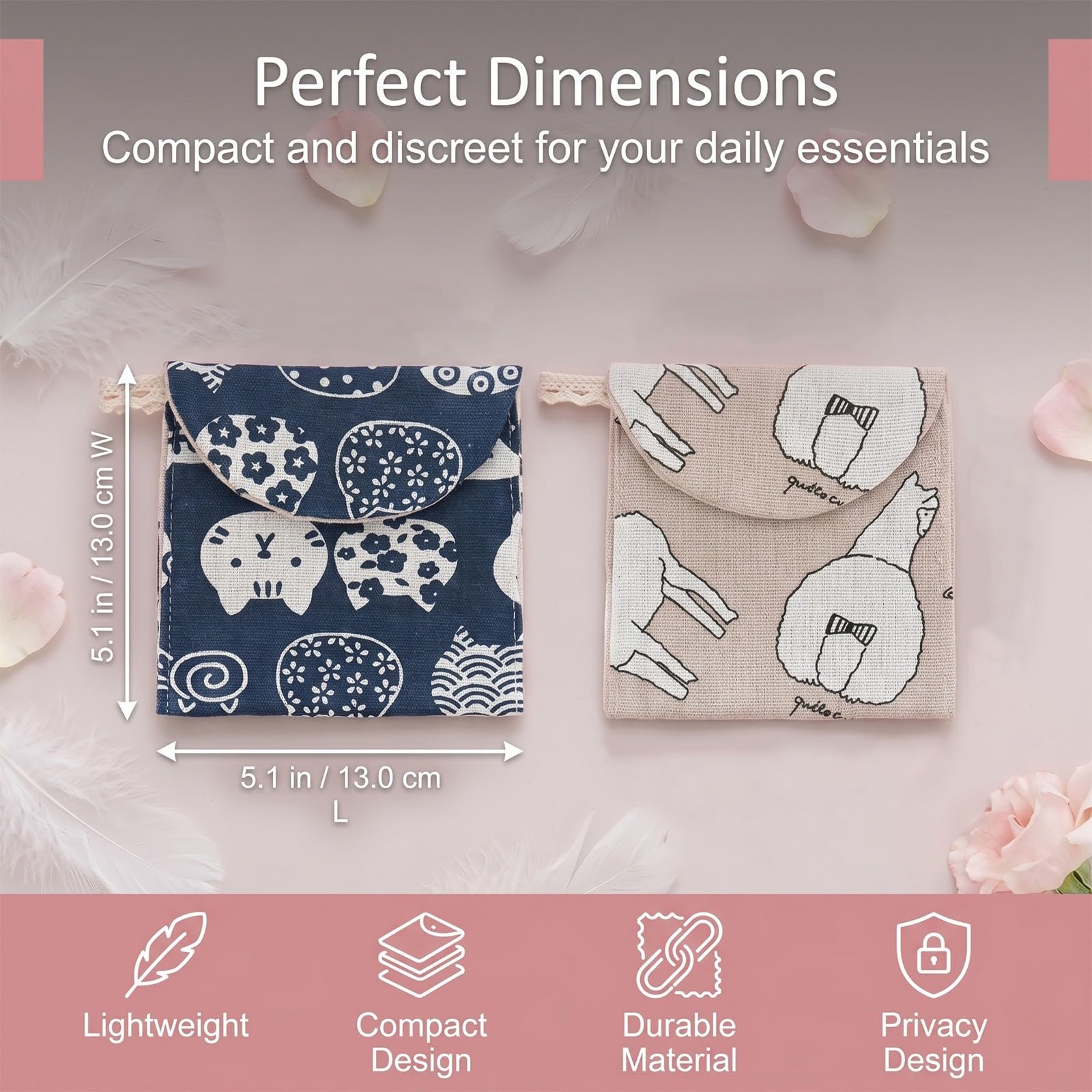 Porta Assorbenti da Borsa Impermeabile, Contenitori per Assorbenti Igienici, Bustina Portatutto Donna Mini Pochette