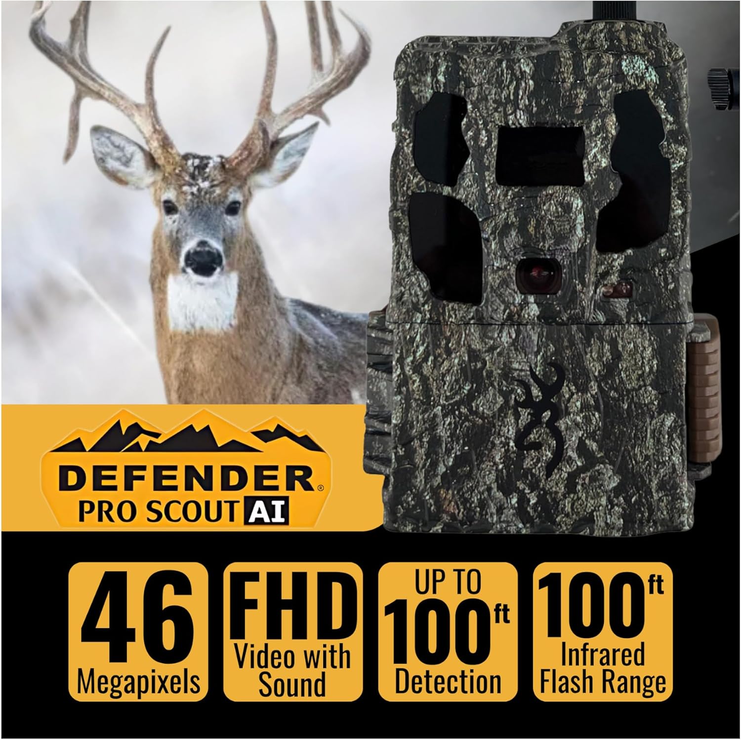 Browning Trail Camera - Defender Wireless Pro Scout Max HD AI 46MP - The Scouting Ally with 32GB Memory Card (2-Pack) and Card Reader (5 Items)
