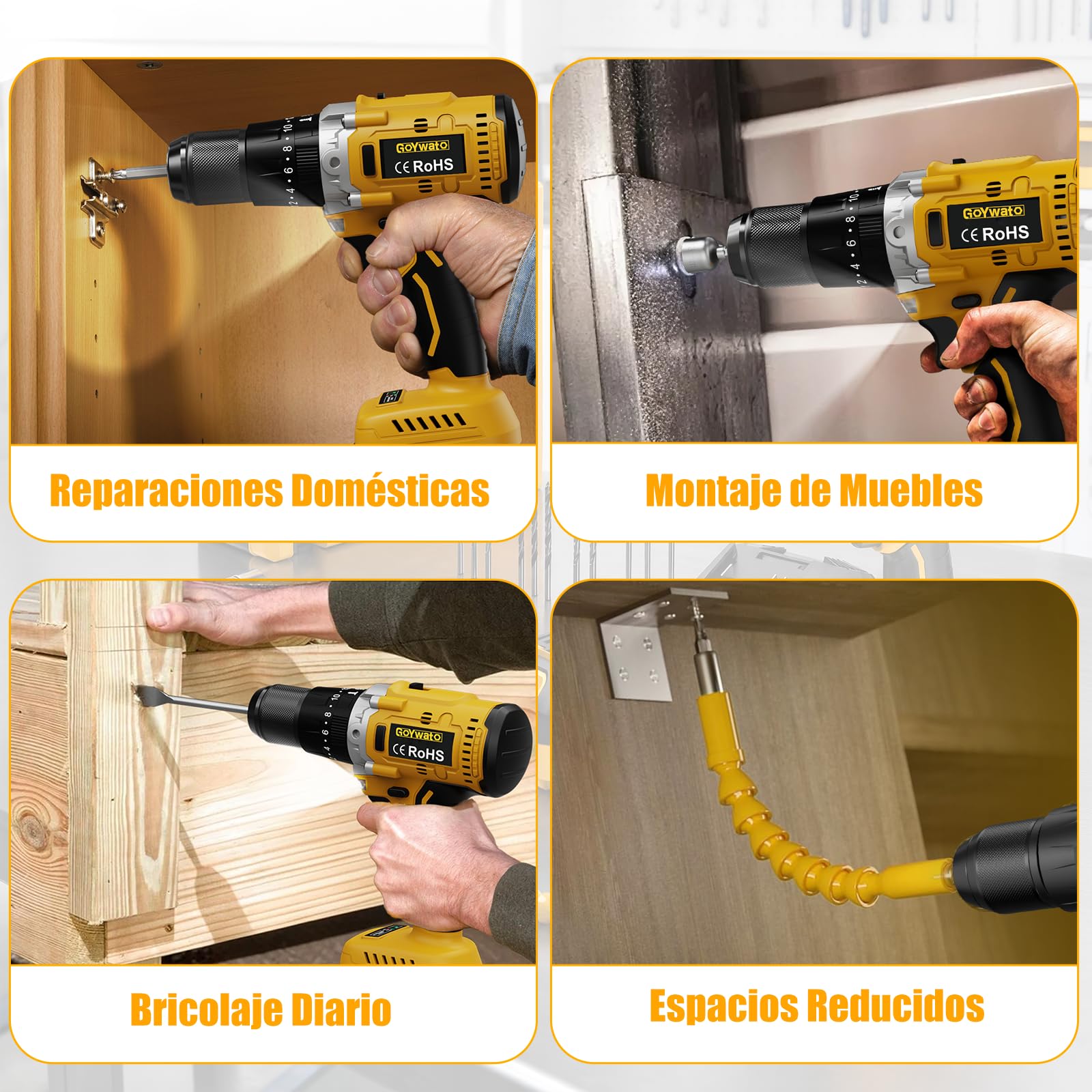 21V Taladro Percutor Bateria 100Nm - 2150RPM Taladro Atornillador Batería | 2 Baterías 4.0Ah, Sin Escobillas, Taladro Inalámbrico, 20+3 Ajuste de Par Aparafusadora, 13mm Portabrocas, 2 Velocidad