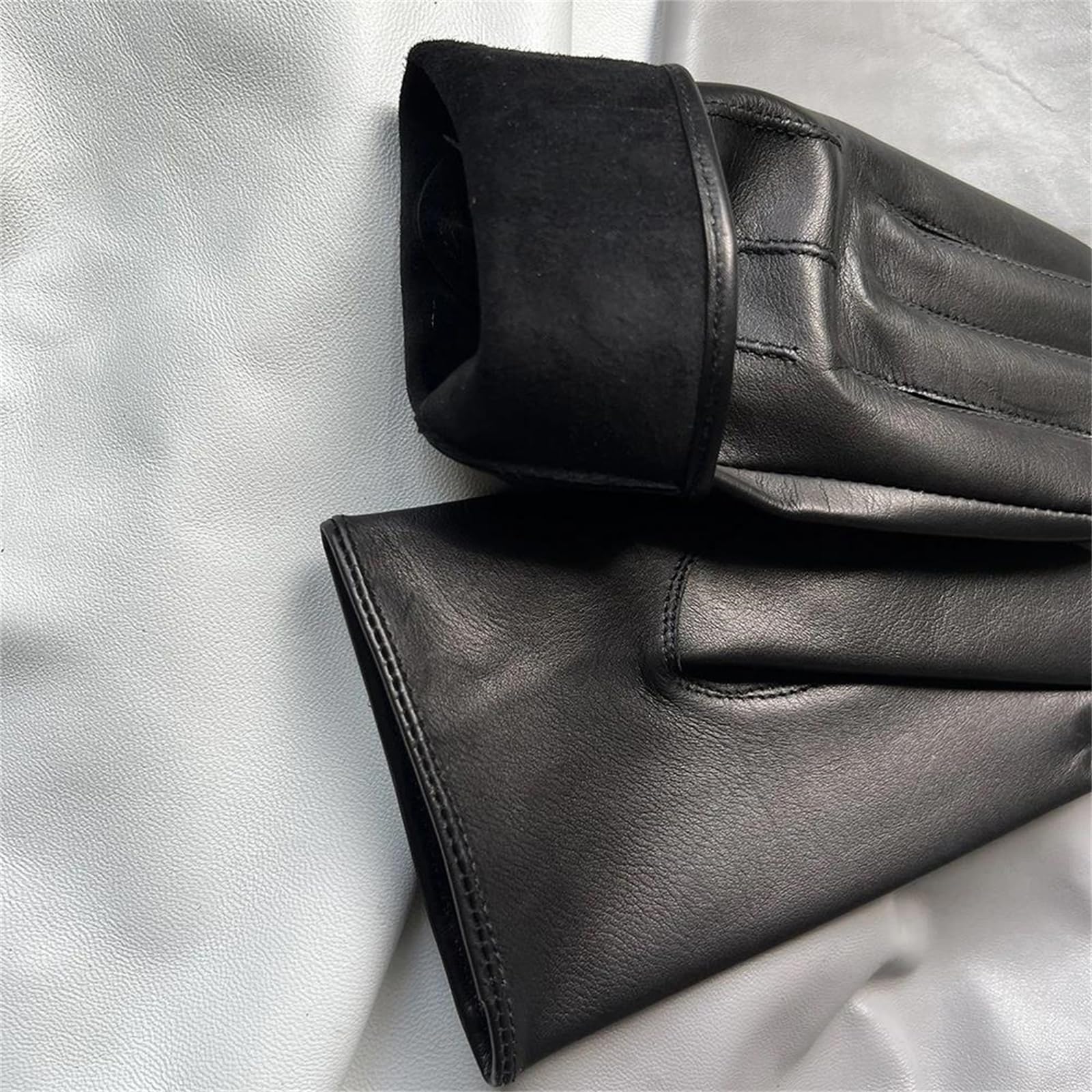 Guantes unisex de piel de vaca auténtica para hombre, de una sola capa, sin forro, para invierno, conducción, motocicleta