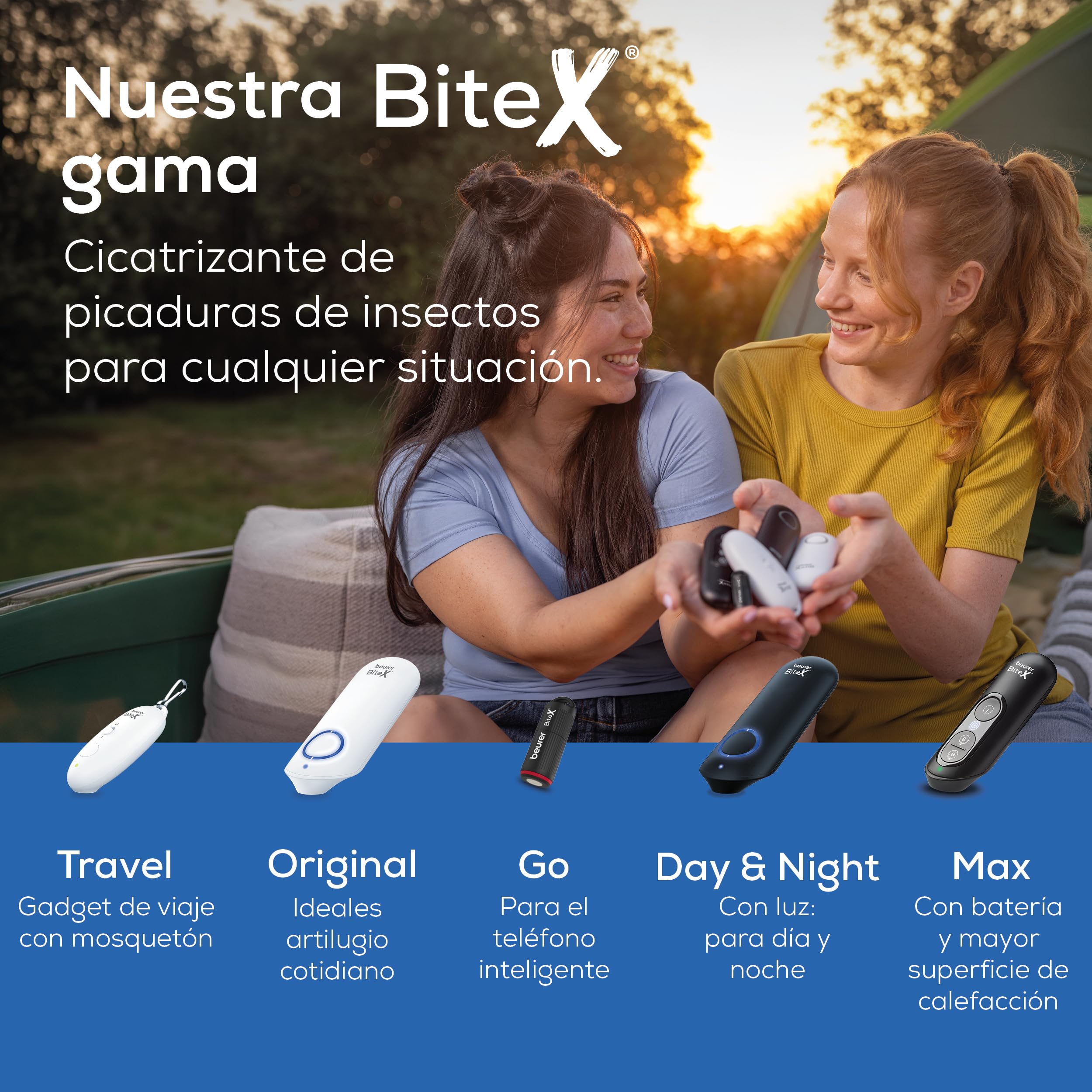 Beurer BiteX Go Deep Black Aparato contra picaduras de insectos para smartphone, tratamiento de mordeduras y picaduras, alivia el picor, para móvil Android y iPhone (USB‑C), con luz