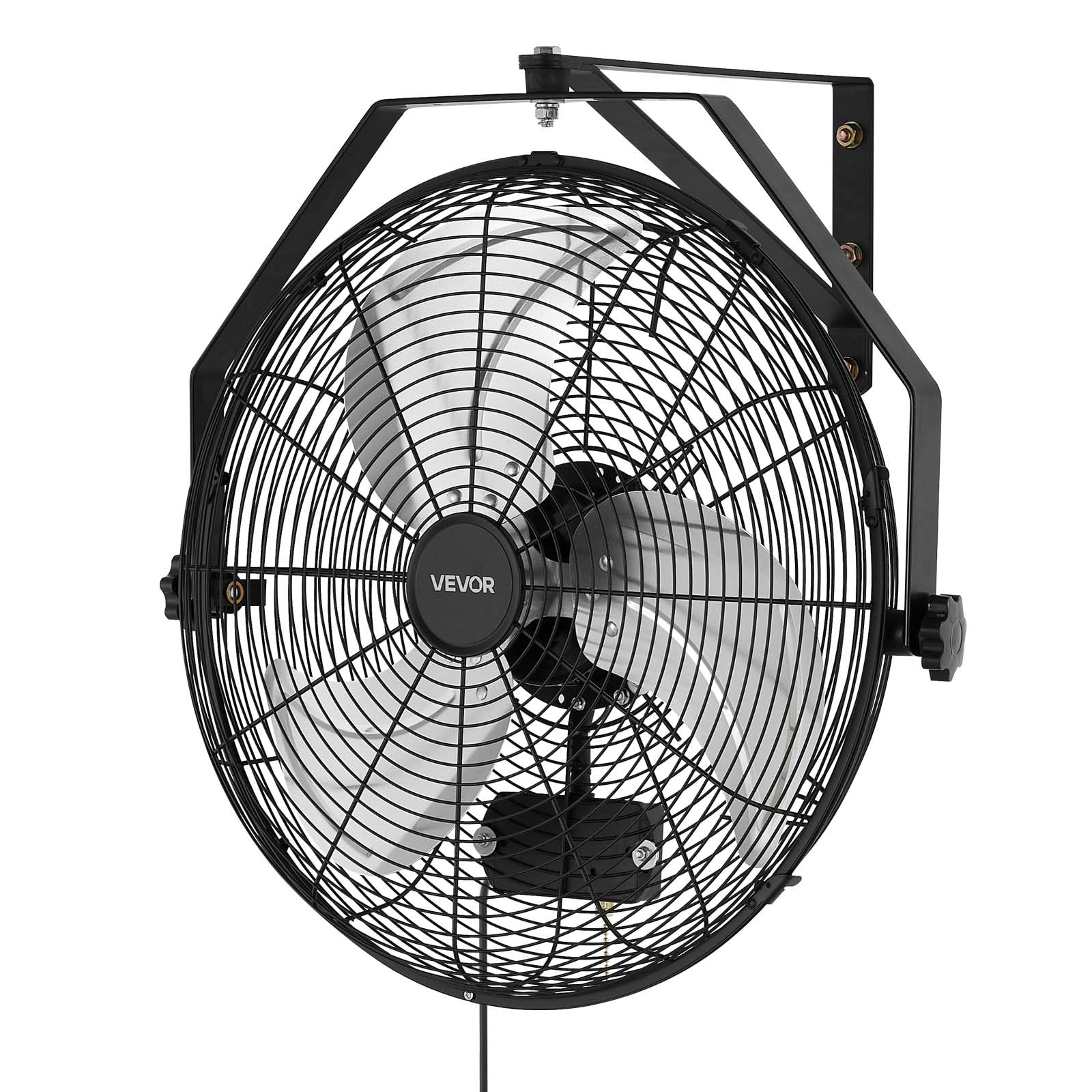 VEVOR Ventilador de Pared con 3 Velocidades, Aire de Flujo, Ángulo Ajustable, Motor de Cobre, Protección IP44, Ventilador Industrial Oscilante de Acero para Taller, Garaje, Gimnasio, Comercio, Almacén