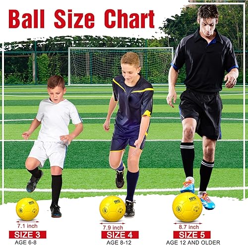 Miniatura 2 de Shappy 4 pelotas de fútbol a granel con bolsa de malla de inflador, tamaño oficial 3, 4, 5, para interiores y exteriores, colorido, juego de fútbol,