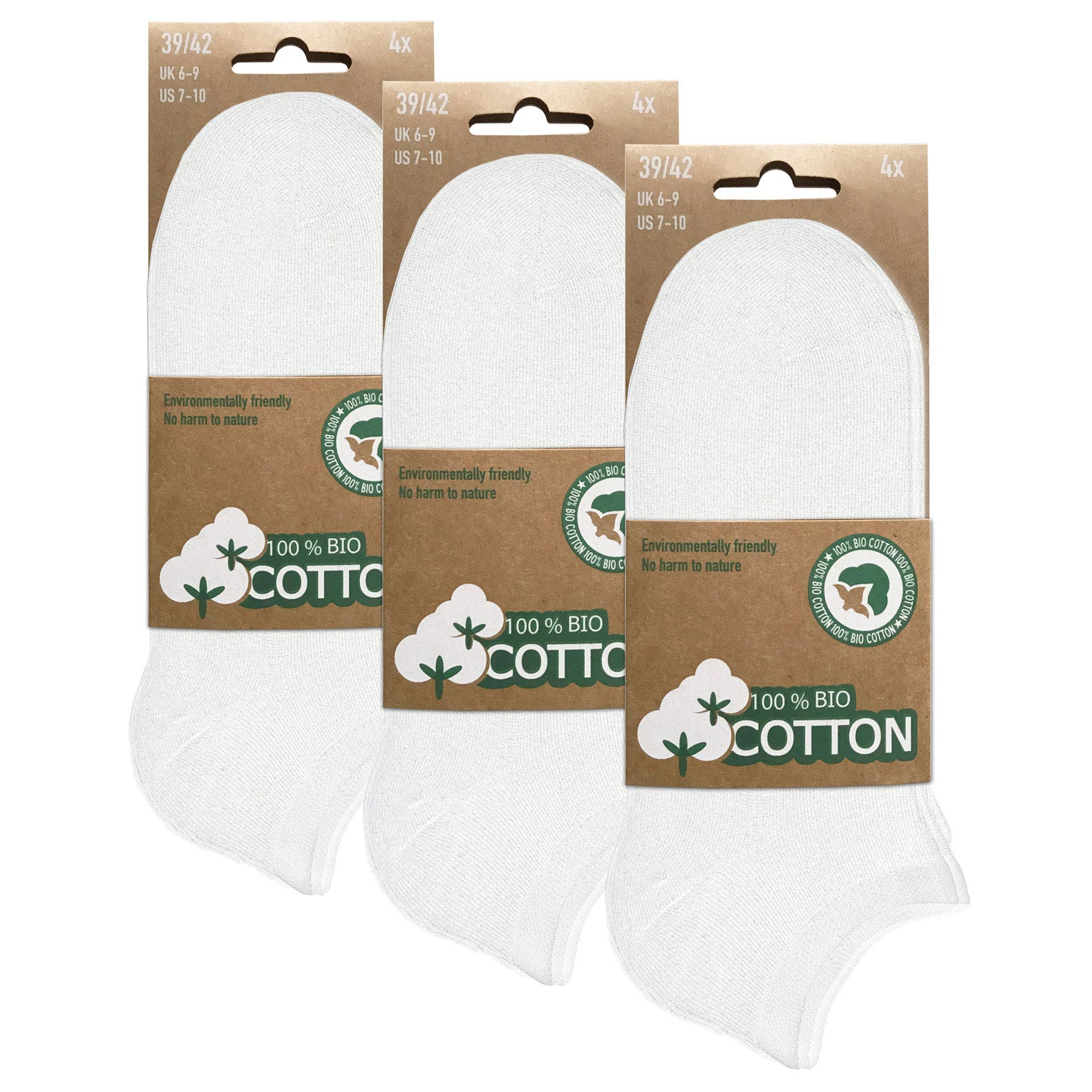 BIOBASICS Chaussettes de sport bio pour homme et femme (4 à 12 paires) - En coton - Certifié Öko-Tex 100