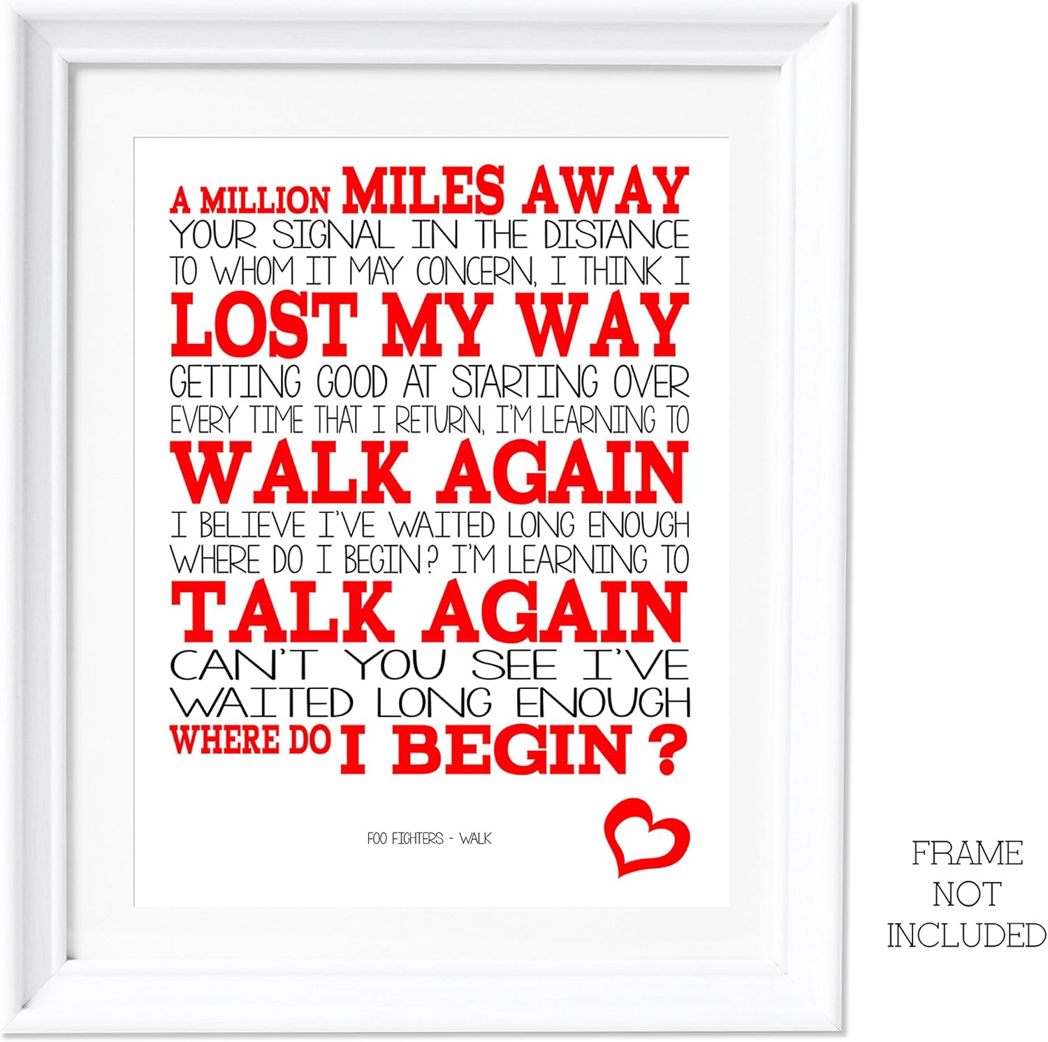 Amazon De A3 Foo Fighters Walk Artwork Songtext Typografie Poster Wall Art Print