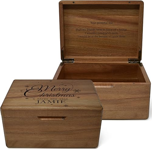 Miniatura 55 de Caja de madera grabada personalizada grande – Caja de recuerdo de madera de acacia con mensaje oculto personalizado, cajas de memoria de nogal para