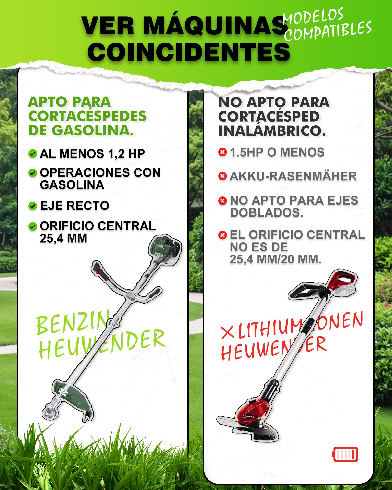 Cepillo para malas hierbas silvestres, 25,4 x 200 mm, alta estabilidad, muy resistente, montaje fácil, 2 unidades