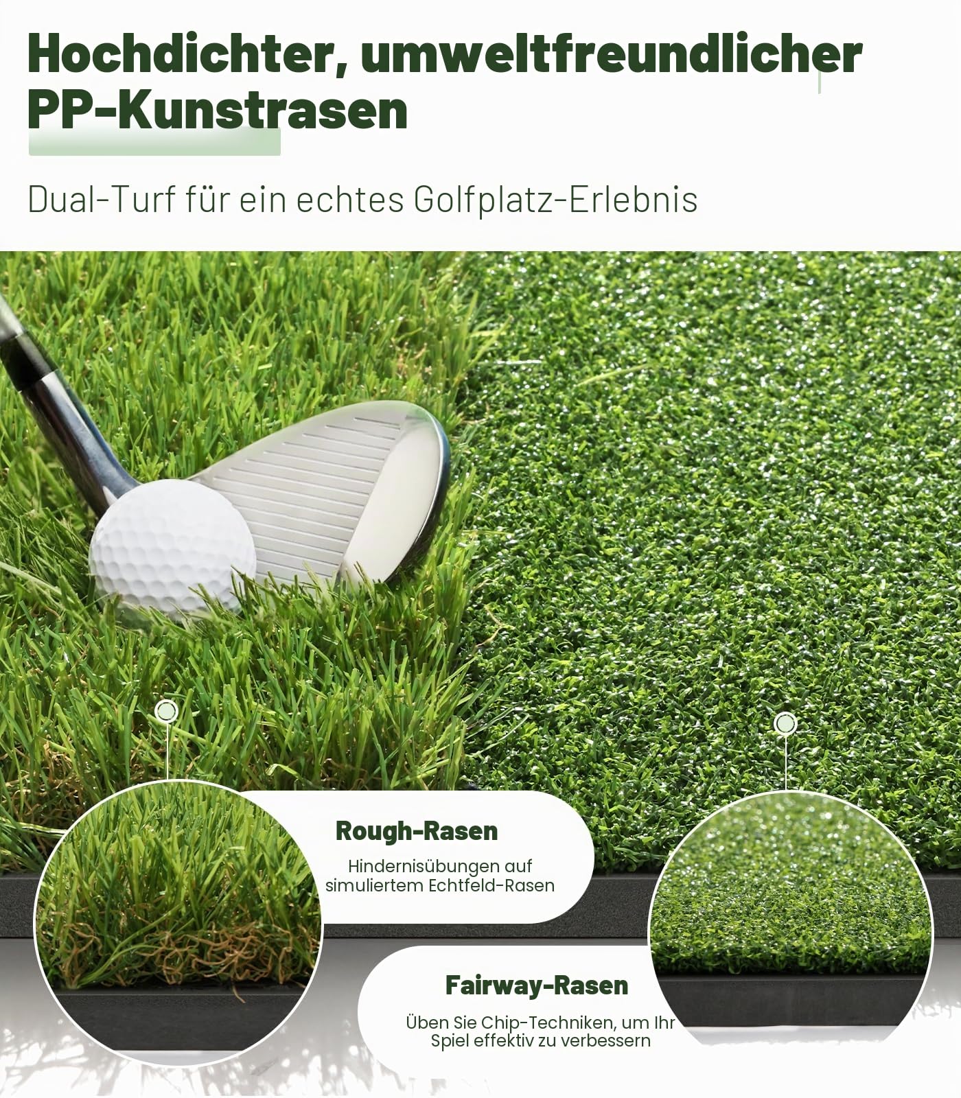 Premium Dual-Turf Golfmatte: 1,5 x 1,2 m, ideal für Hinterhof, Driving Range, Schlagen, Schaukeln & Chippen für Papa
