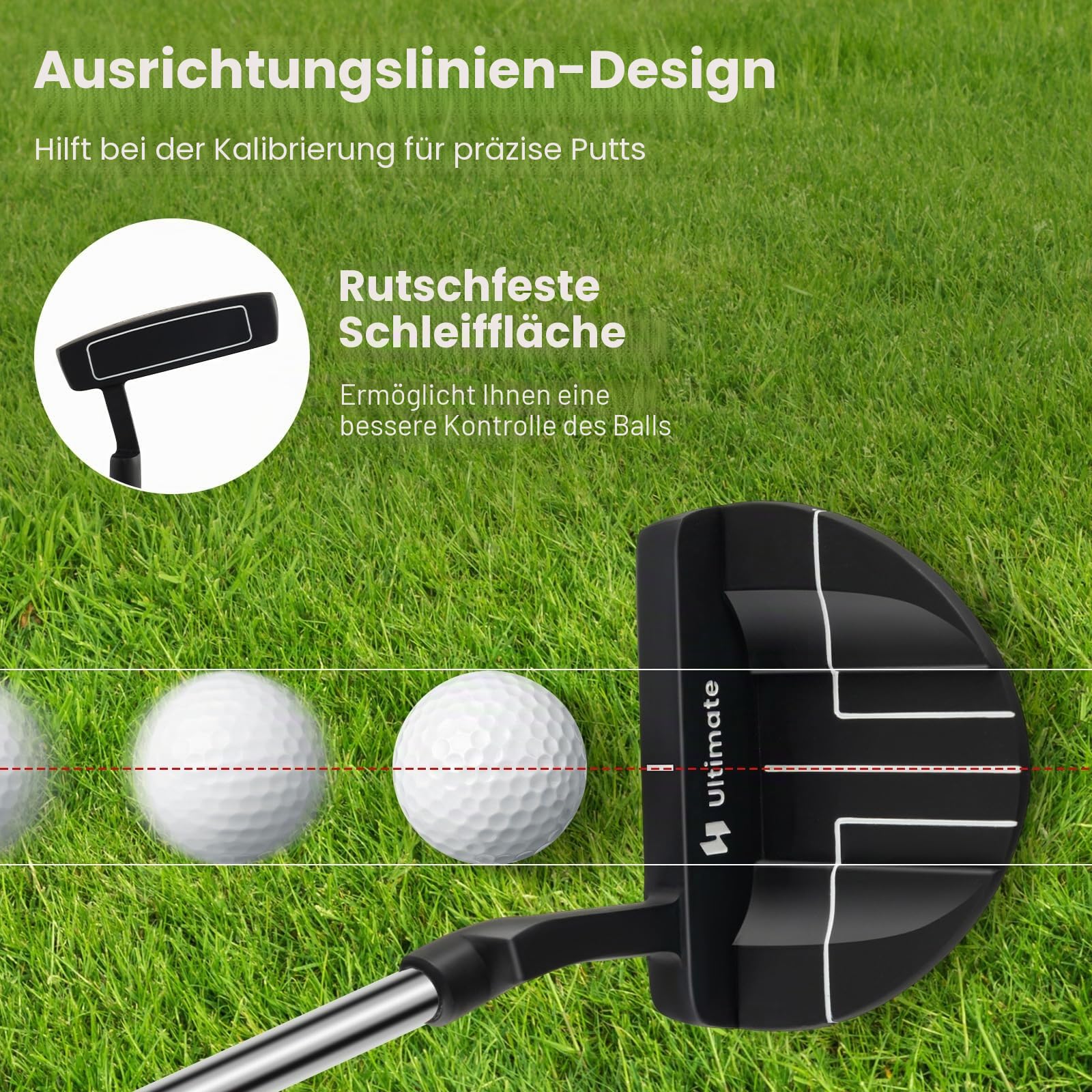 LIFEZEAL 89 cm Golf Putter, Tragbare Golfschläger für Rechtshänder, Putter Schlägel aus Metall mit Golfabdeckung, Lage 72°, Loft 3 °, für Herren & Damen