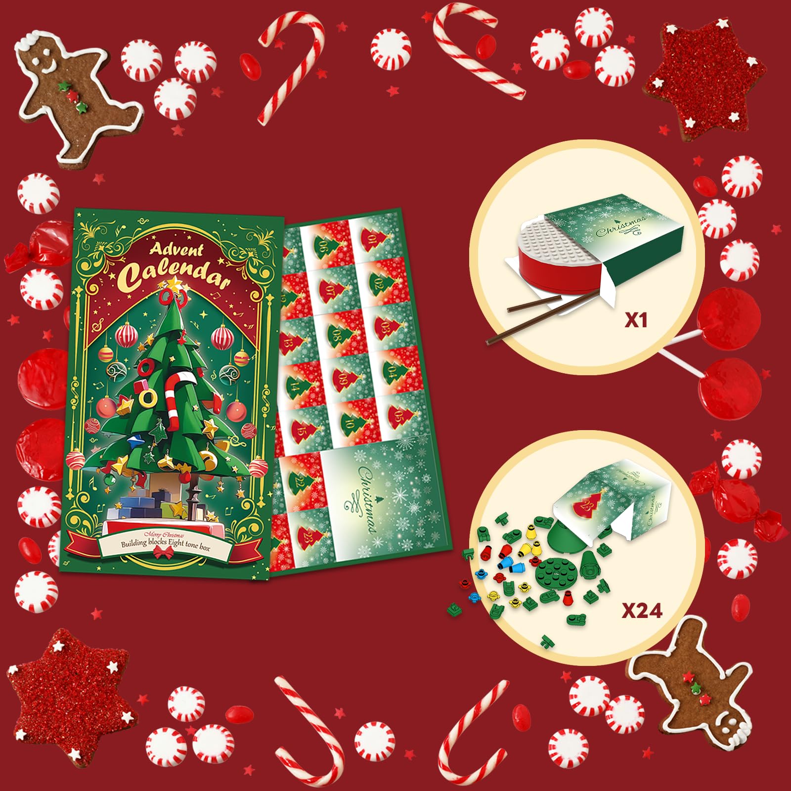 2025 Advent Calendar Building Blocks Christmas Tree with Music Countdown Calendar for Christmas Boys and Girls Gifts - Image 4