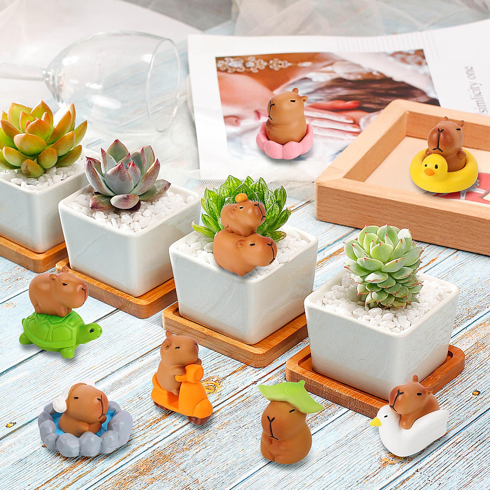 Mini-Capybara-Figuren Aus Harz – 20 Stück, Braun, Ca. 1–2 Cm, Für Deko, Terrarium, Garten, Spiel