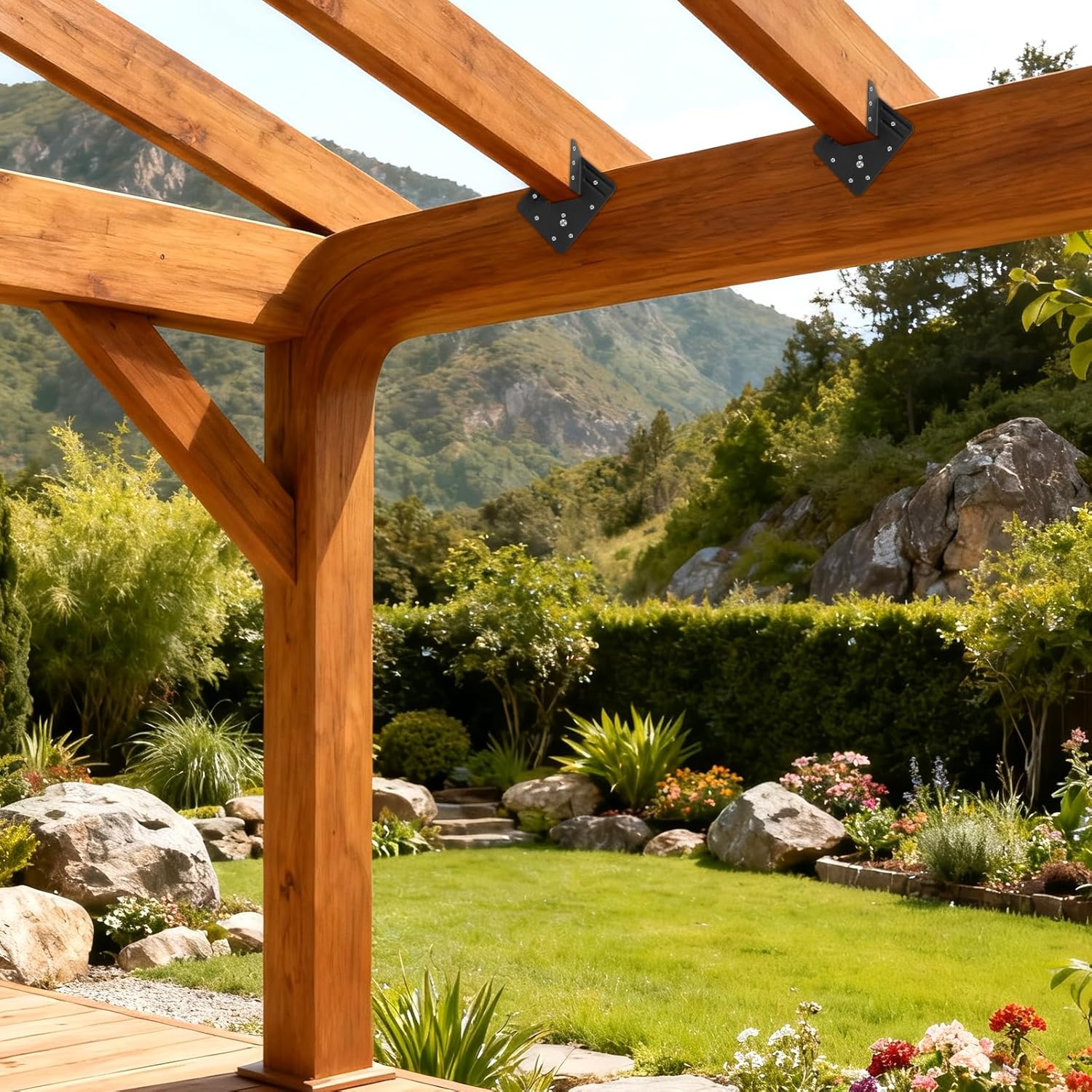 20 Pack Black Hurricane Ties for Rafters, 13 Gauge (2.2mm) Carbon Steel Rafter Brackets Fit 2x4 2x6 Truss to Rafter Connectors, Joist Hangers for Roof, Deck, Pergola