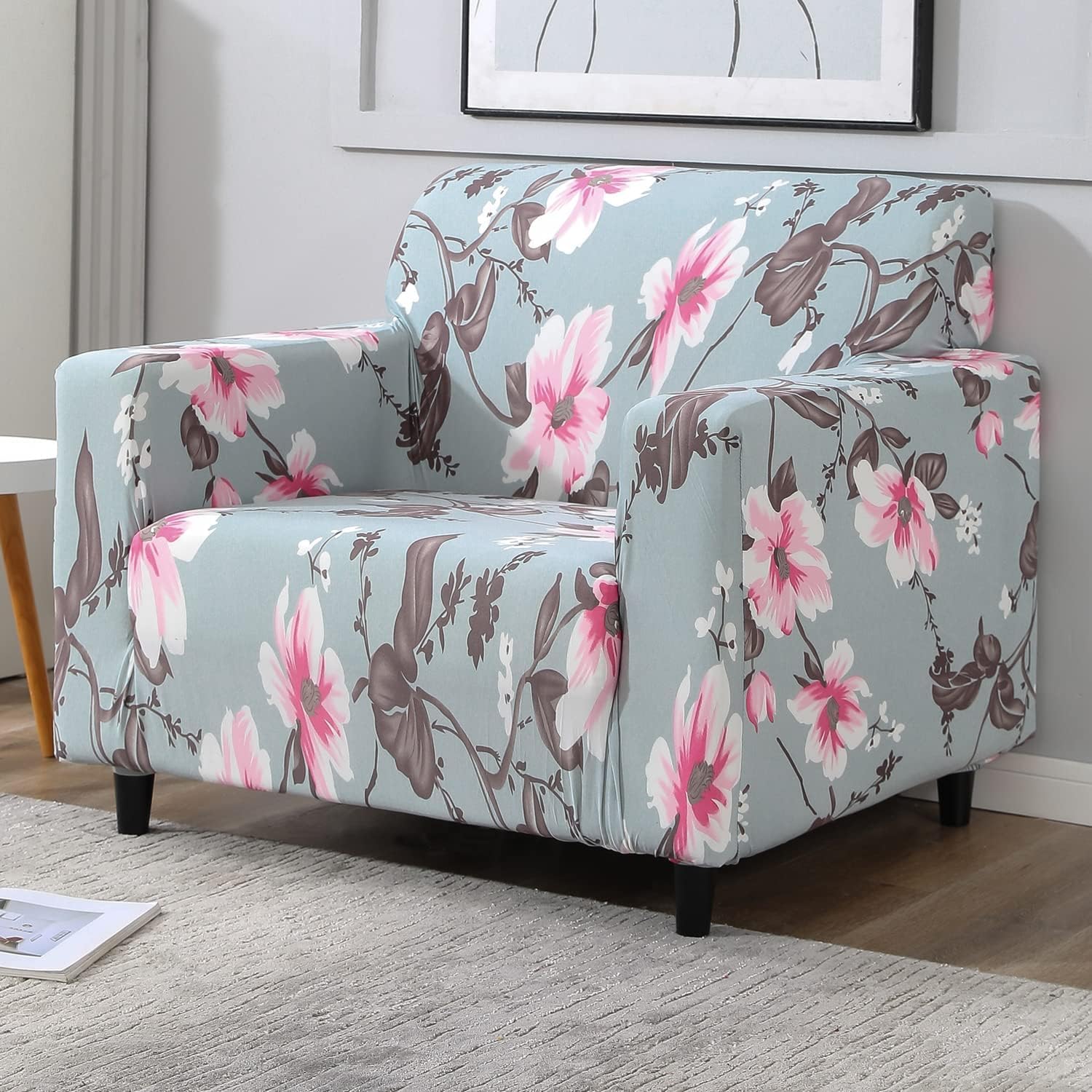 HOKIPO Sofa Cover 1 Seater Fully Covered, Bluish Grey