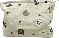 Vista 12 de Bolsa de maquillaje para mujeres, bolsa de cosméticos de pana con diseño estético, bolsa de mano para damas, estuche para lápices para niñas, lindo