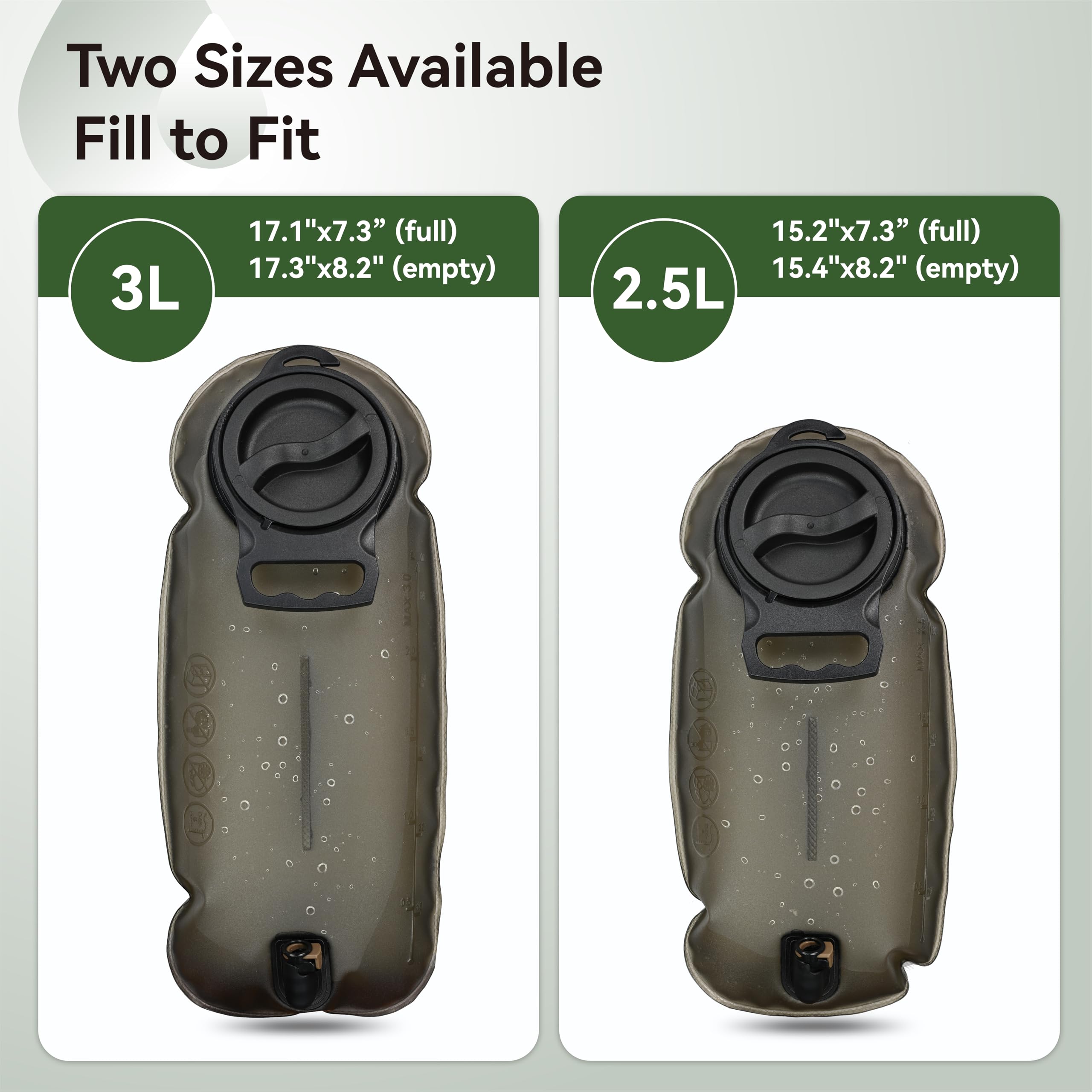 MARCHWAY 2L/2.5L/3L Tactical TPU Hydration Bladder, Tasteless BPA Free Water Reservoir Bag with Insulated Tube for Hydration Pack for Cycling, Hiking, Running, Climbing, Biking (3L Grey 100oz)
