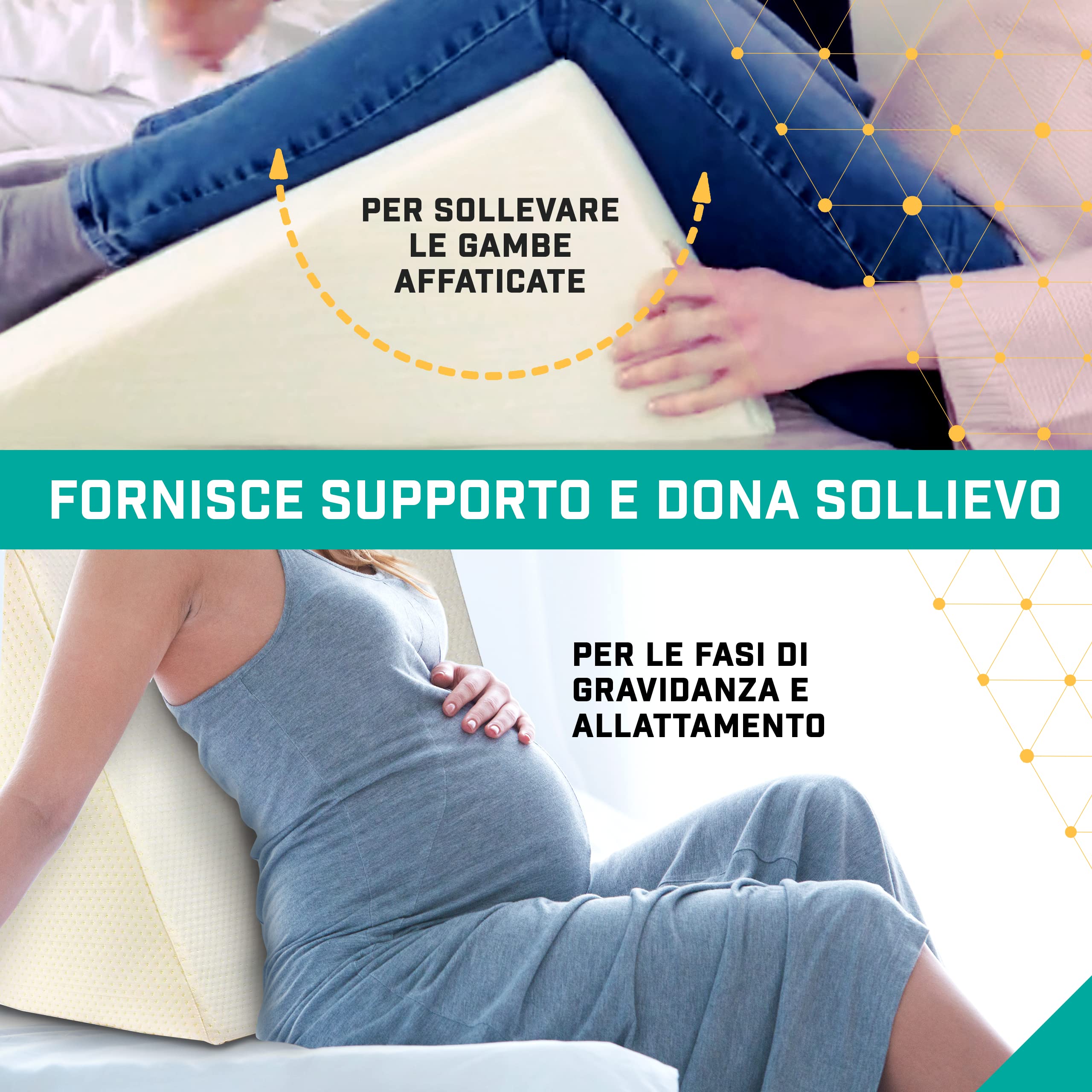 Cuscino Antireflusso Ergonomico - Cuscino a Cuneo Ortopedico in Cotone per Letto e Divano - Cuscini da Lettura, Supporto per Schiena e Rialzo Gambe