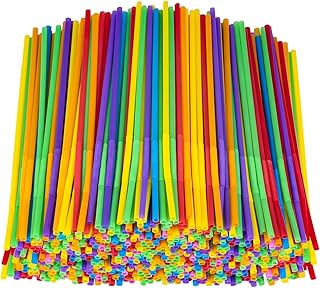 Suwimut 600 Pack Flexible Disposable Plastic Drinking Straws, 10.2 Inch Extra Long Colorful Bendy Straws, Jumbo Bendable Plastic Straws for Tumblers, Mason Jars, Milshakes, Smoothies, Assorted Colors