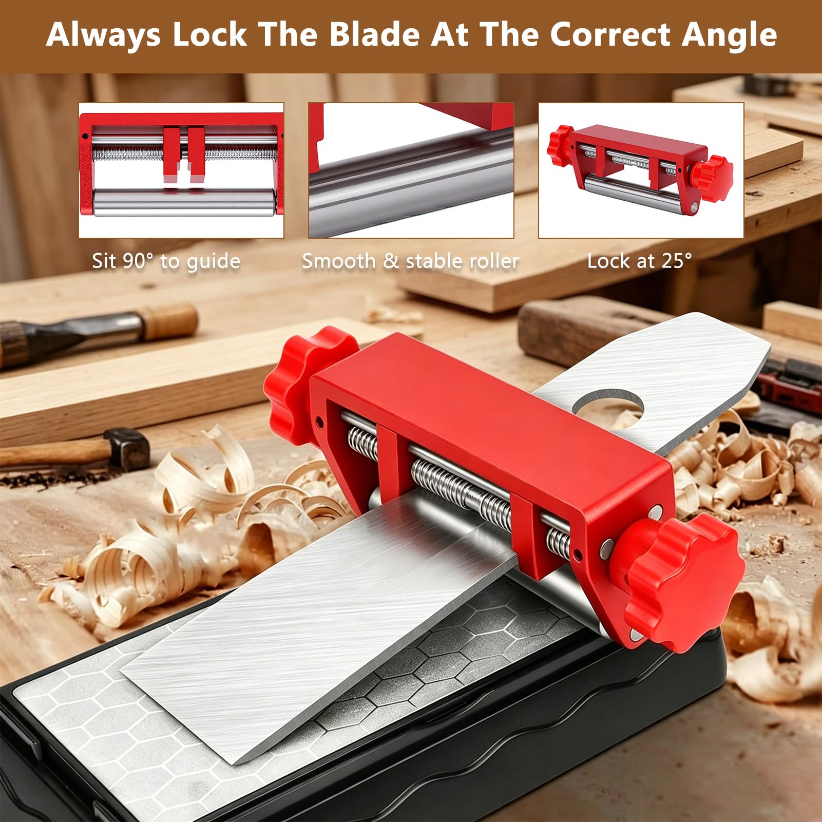 Hancaner Guida per Affilare lo Scalpello, Larghezza 2,54-71,12 Mm, Angolare, Doppio Lato, Pietra per Affilare, Calibro Angolare la Lavorazione (Affilatrice smerigliatrice con pietra)
