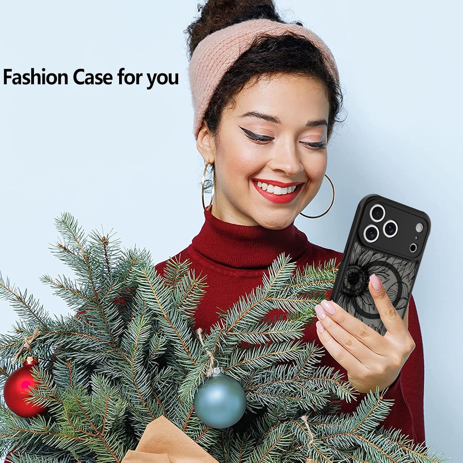 Fiyart Designed for iPhone 17 Pro Case 2025 Matte Flowers Design Compatible with MagSafe Charging,Cute Sunflowers Anti-Scratch Translucent Phone Cover for Women Girls 6.3"-Black - Image 5