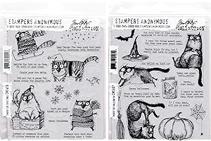 Tim Holtz Cling Stamps: Snarky Cat Christmas and Halloween