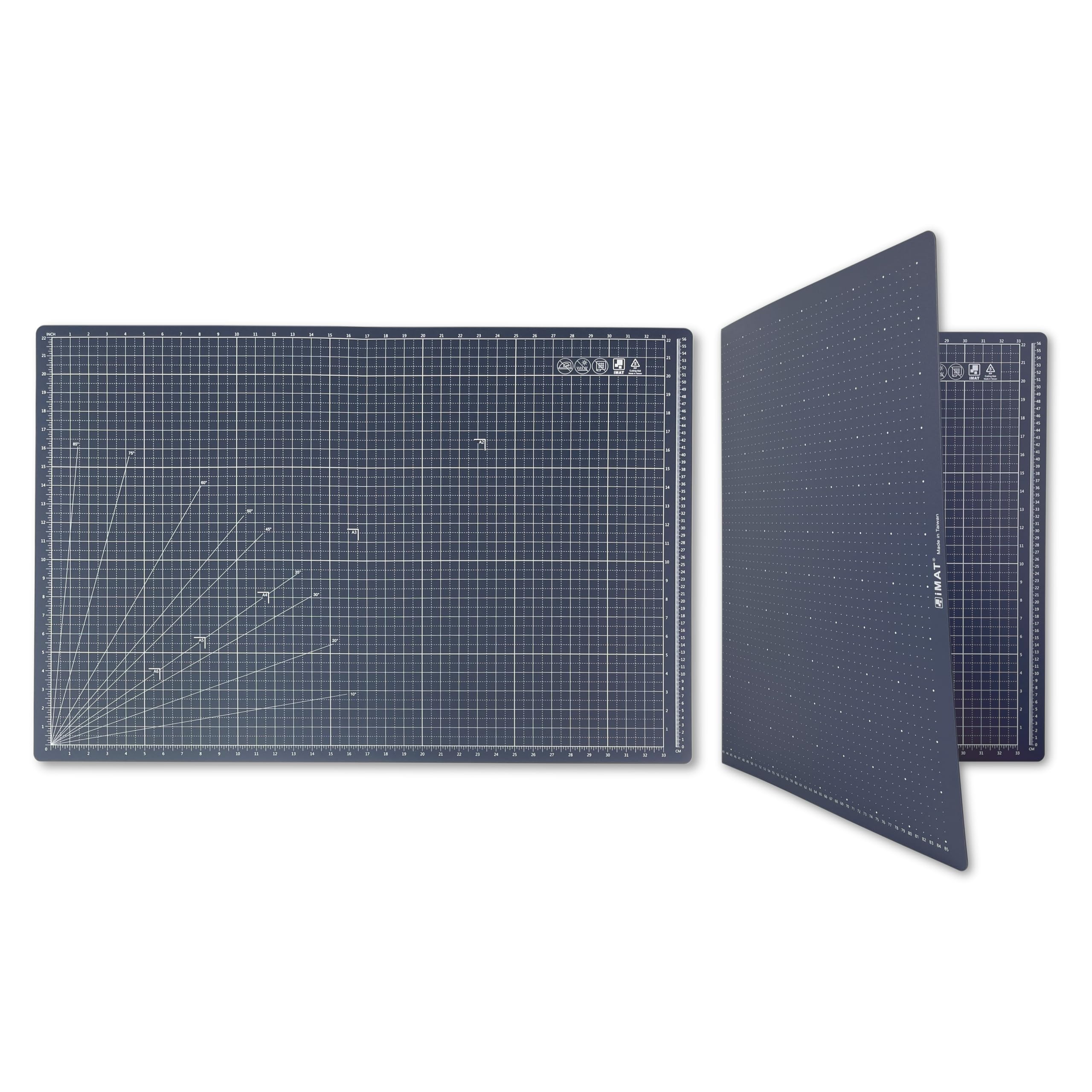 iMAT Tappetino da taglio pieghevole Note A1 versione pollici, 60 x 90 cm, pieghevole, ideale per artigianato, taglio carta, grandi progetti in pelle e stoffa, schizzi, disegno (blu navy)