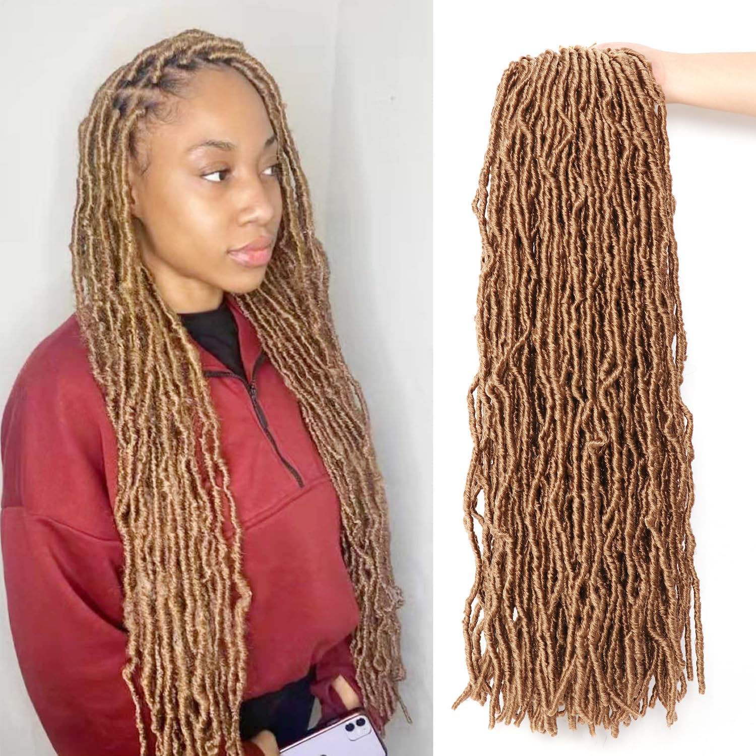 8 Packs Faux Locs Crochet Hair Extensions for Black Women Soft Locs Crochet Braids Hair Extensions (#27, 24Inch (Pack of 8))