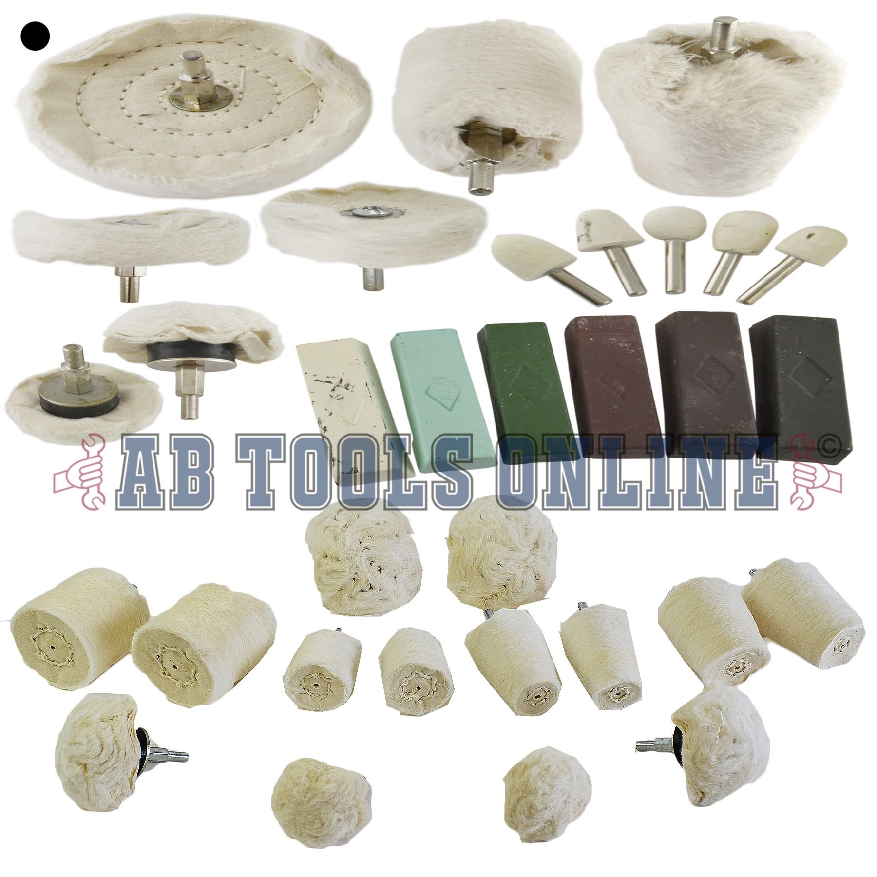 AB Tools 32PC Deluxe Kit de Pulido paño pulidor mopa de algodón compuestos taladrar Metal husillo