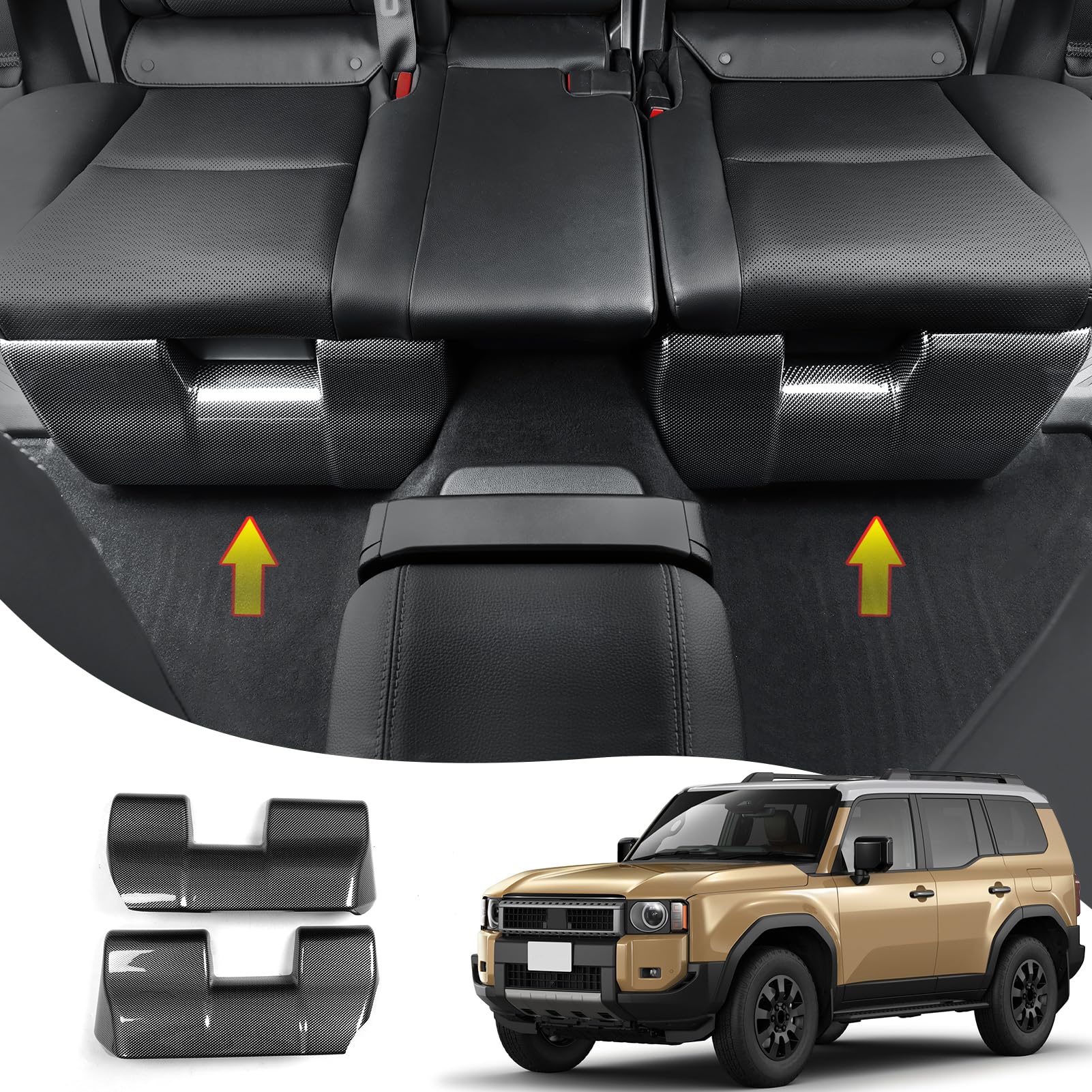 Second Row Under Seat Protector For 2024-2025 Toyota Land Cruiser 250 (5-Seat) - Carbon Fiber Pattern Kick Plate