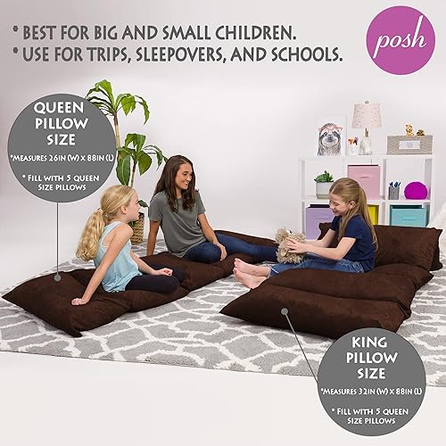 Miniatura 3 de Posh Creations Funda de almohada de suelo para niños, fundas de cojín y tumbona de alta calidad para almohadas (almohadas Queen no incluidas),