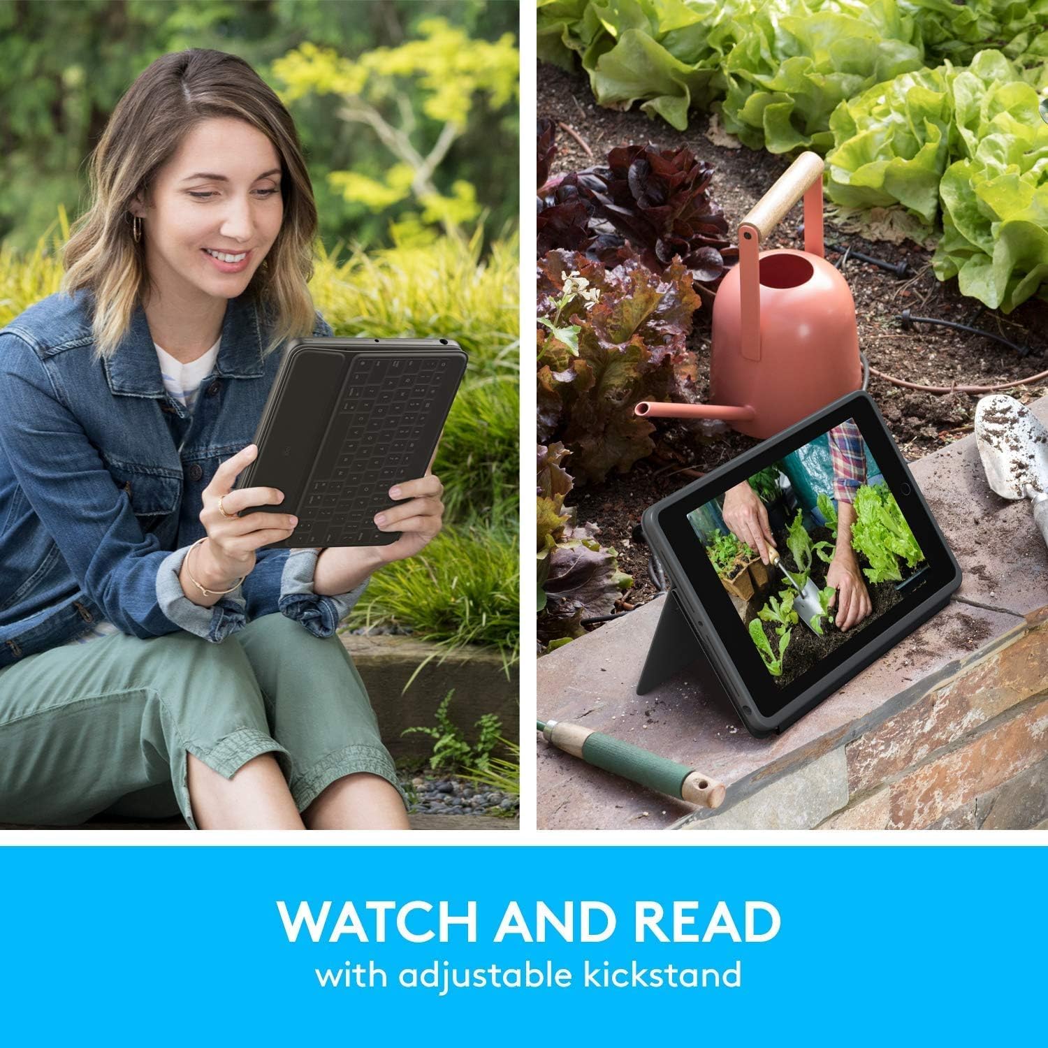 Logitech Rugged Folio - iPad (7th, 8th & 9th Generation) Protective Keyboard Case with Smart Connector, Kickstand, Durable Spill-Proof Keyboard Black 7.4 x 0.9 x 10.2(Renewed)