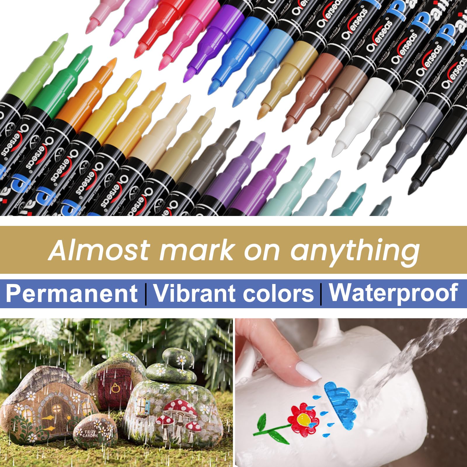 Overseas Paint Pens Paint Markers White Permanent Markers Acrylic