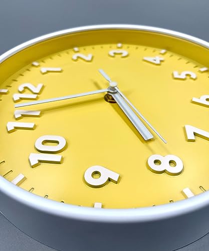 Miniatura 5 de ANDSTAR Reloj de pared redondo de 8 pulgadas con números arábigos 3D, respetuoso con el medio ambiente, silencioso, sin tictac, fácil de leer, para