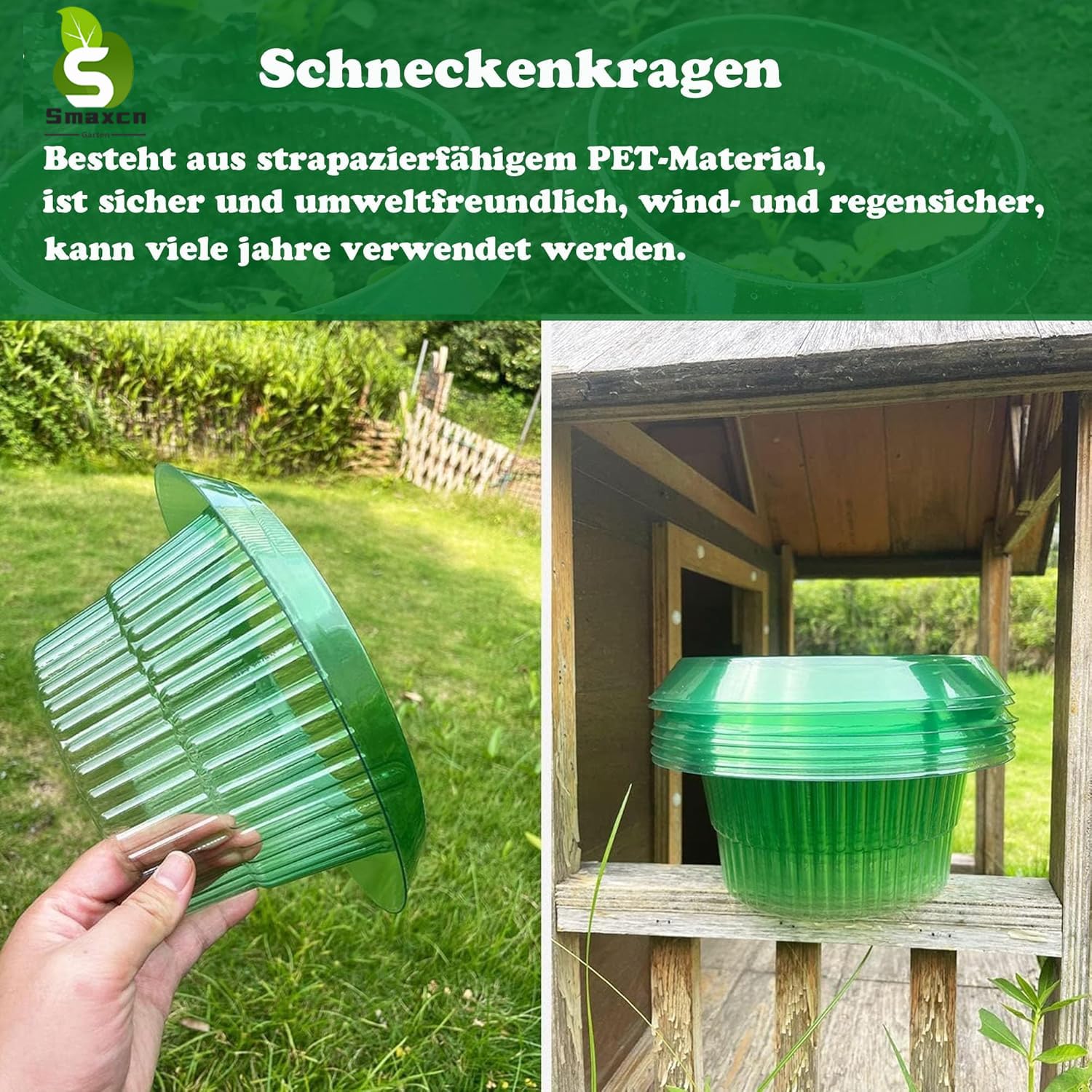 Verdickte Ausführung Schneckenkragen, Schneckenschutz zur Abwehr von Schnecken, für Ihre Salatpflanzen und Kohl - Schützt Pflanzen vor Tierfraß, grün, Set à 24 Stück