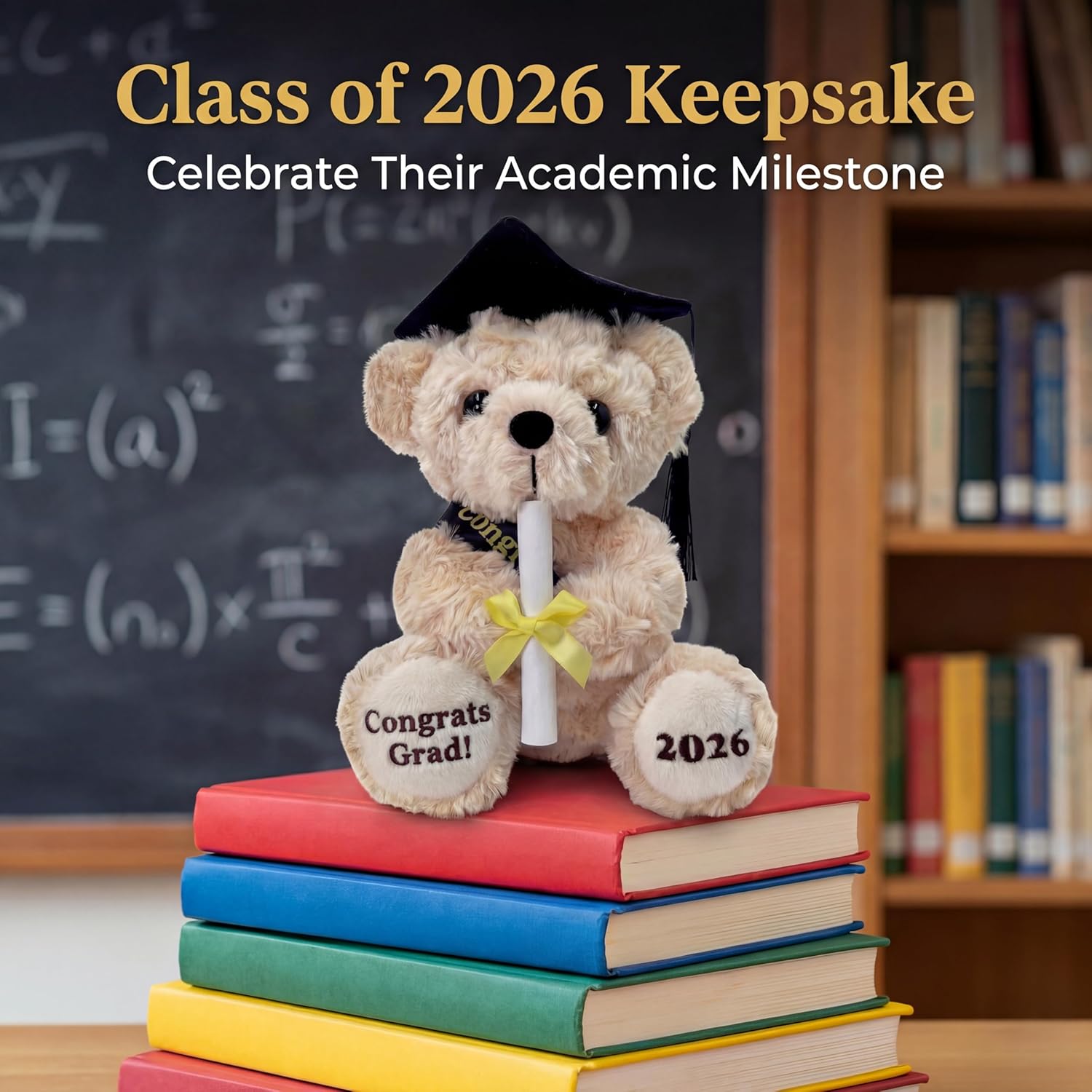 Kindergarten Graduation Gifts 2026, Cute Graduation Plush Bear in Gift Box for Kids, 8" Washable Stuffed Animal Graduation Cap and Gown, Congrats Grad Keepsake for Preschool & Elementary