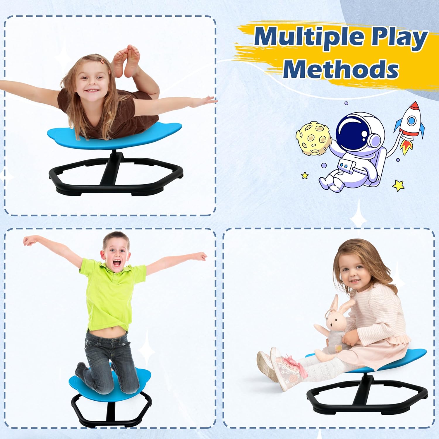 Kids Chair, Sensory Swivel Chair, Spinning Chair, Sit and Spin Training Body Coordination, 360° Spinning Seat, Metal Base, Non-Slip