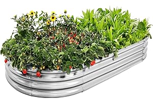 Galvanized Raised Garden Container Oval Shape for Easy Gardening
