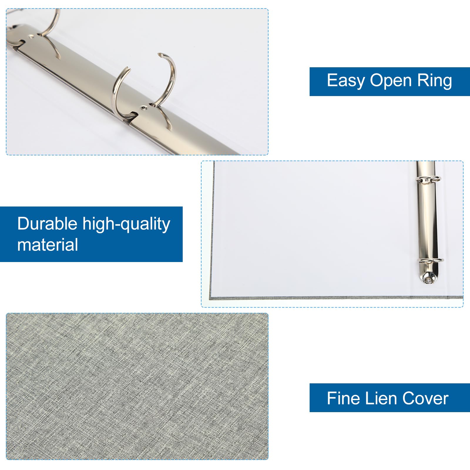 Chuangdi Lot de 4 classeurs à 3 anneaux avec couverture en lin - Classeur à anneaux ronds durables pour papier de 21,6 x 27,9 cm - Pour l'école, le bureau et la maison - 4 couleurs