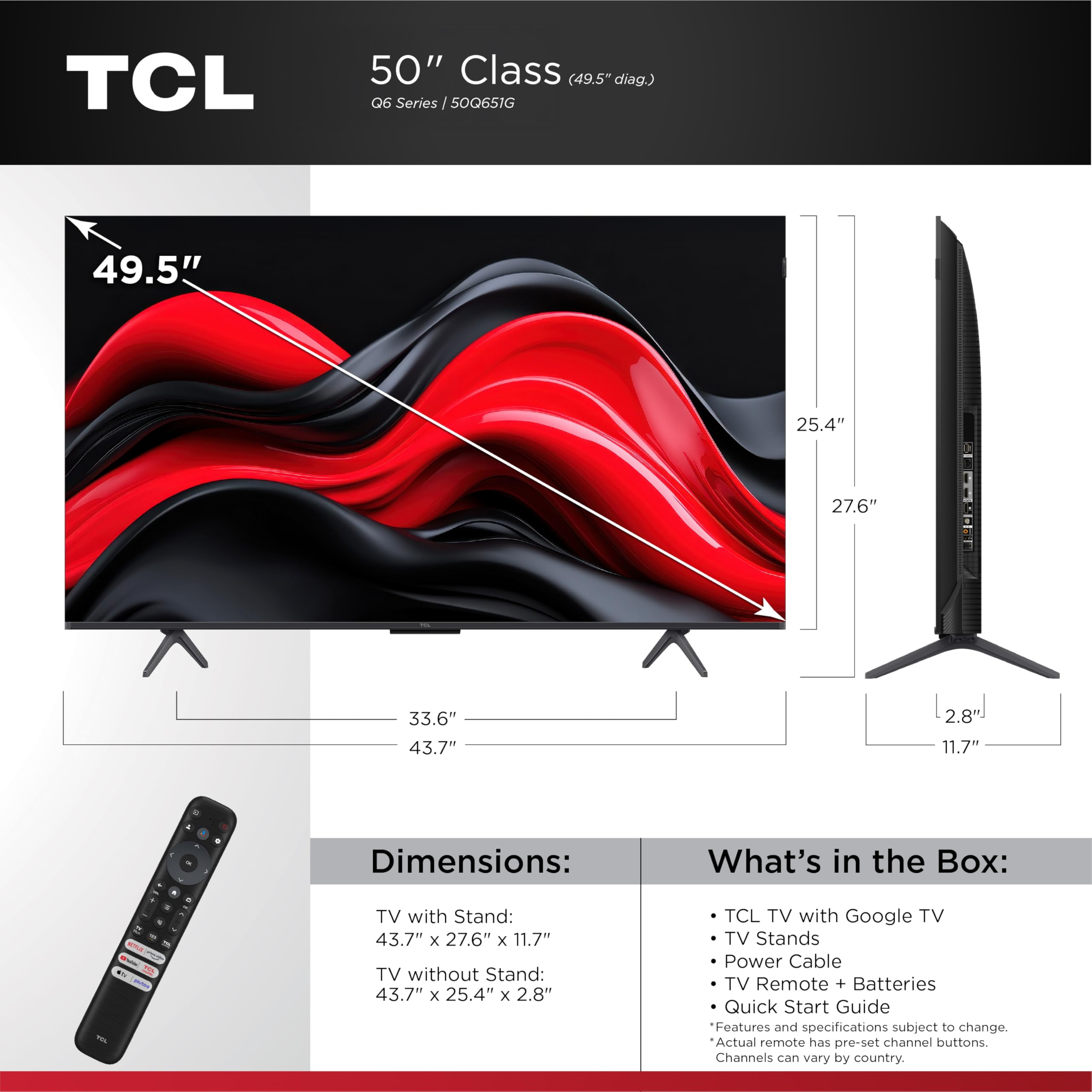 Amazon.com: TCL 50-Inch Q65 QLED 4K UHD Smart TV with Google TV