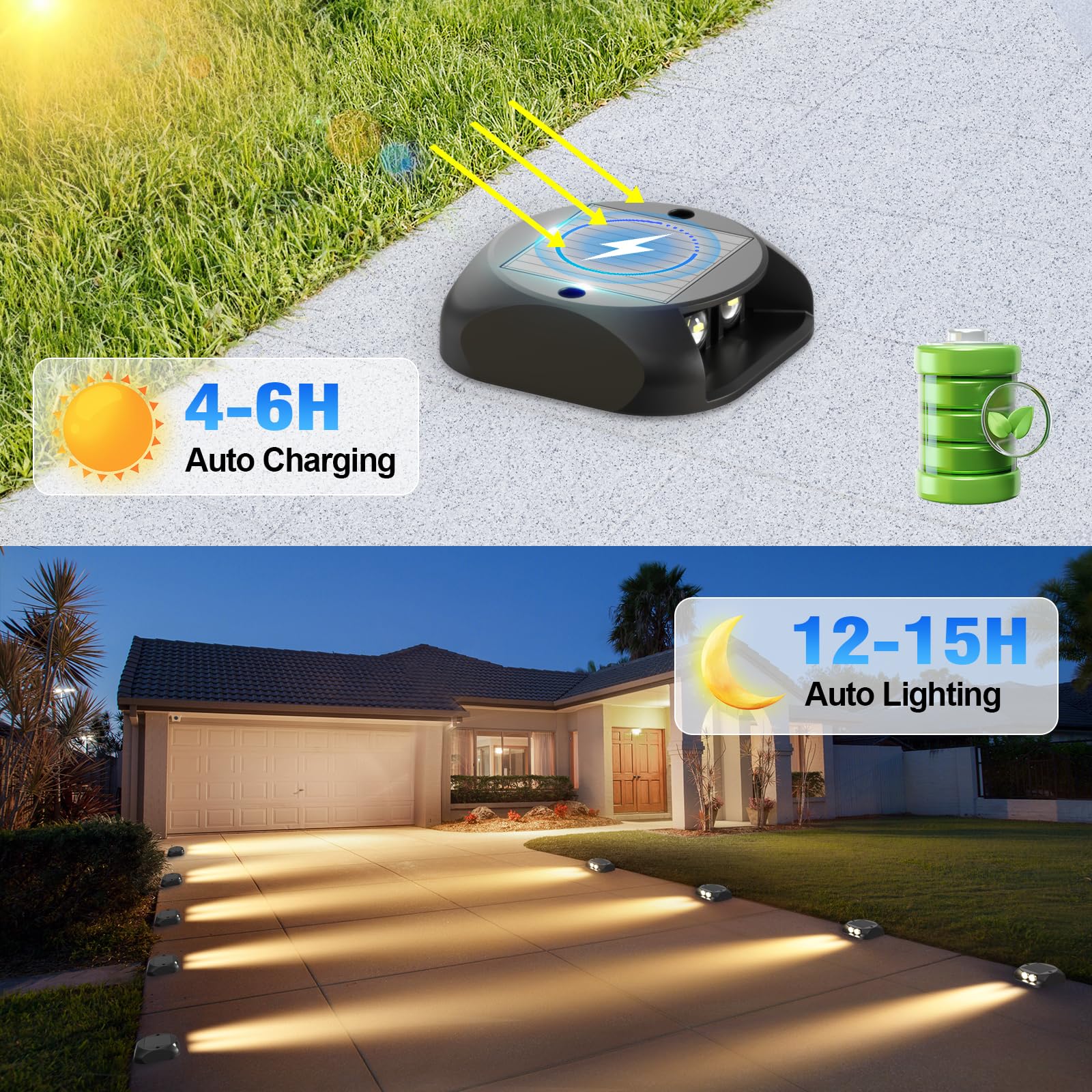 Quntis 8 Pezzi Segnapasso LED Esterno Solare Luce Calda Bianca 3000K, Luci Solari da Scale Impermeabilità IP65, Lampada Solare per Terra Sentieri Marciapiede Giardino Faretti Segna Passi Solari