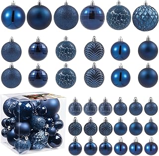 LANGXUN 36pcs Midnight Blue Christmas Tree Decorations Balls, Bolas De Navidad, 2025 Christmas Decor, Indoor Outdoor Shatterproof Christmas Ornaments, Xmars Party Wedding Suppiles