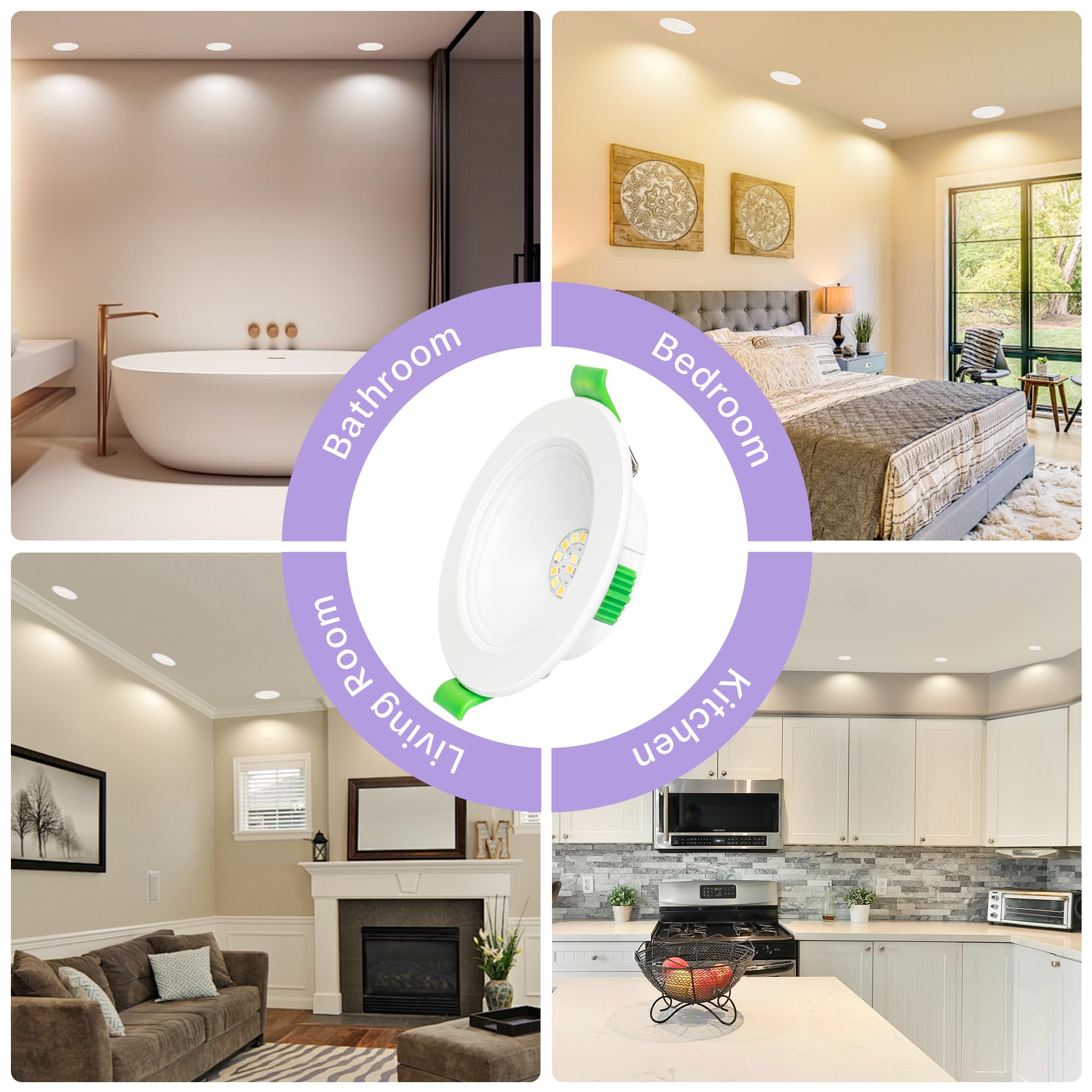 Downlight LED Techo Empotrable Extraplano 230V, 6W 750LM Focos LED Empotrables Techo Blanco Cálido Blanco Neutro Blanca Frío, IP44 Ojos de Buey, Corte 75-85mm, No Regulable, Blanco 10 Pack