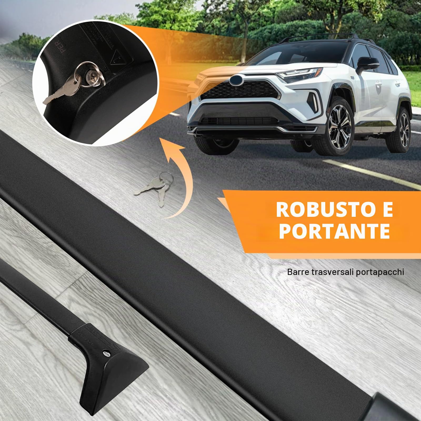 Barre portatutto per Toyota RAV4 2019-2024, 2 pezzi in lega di alluminio con serrature, barre trasversali per portabici da tetto, portapacchi, viaggio, campeggio