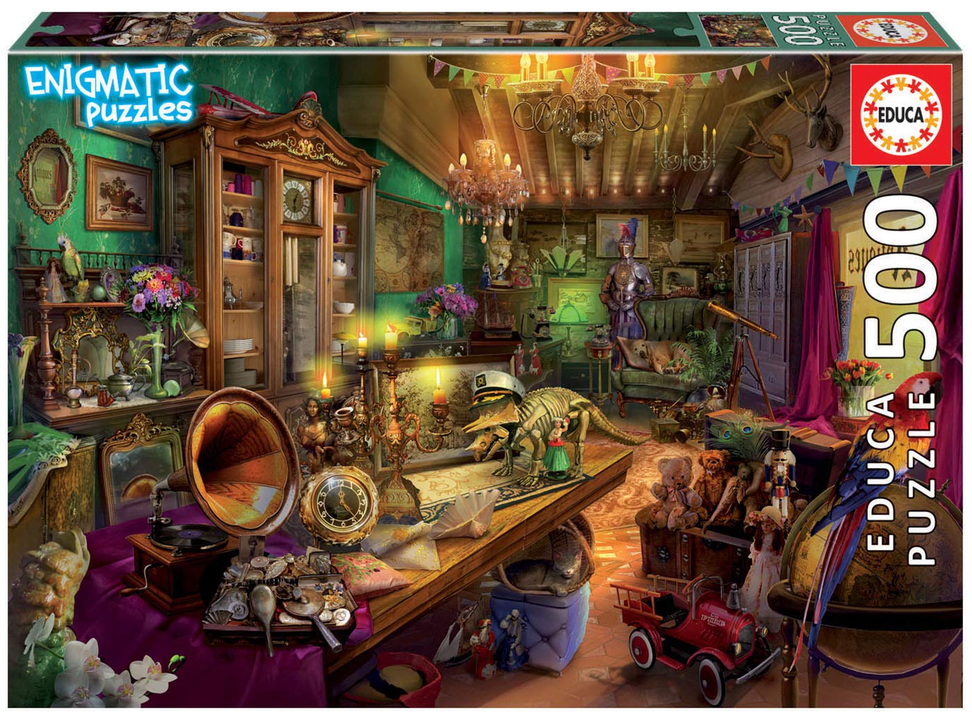 Educa 18480, Antiquitätenladen, 500 Teile Enigmatic Puzzle für Erwachsene und Kinder ab 10 Jahren, Wimmelpuzzle